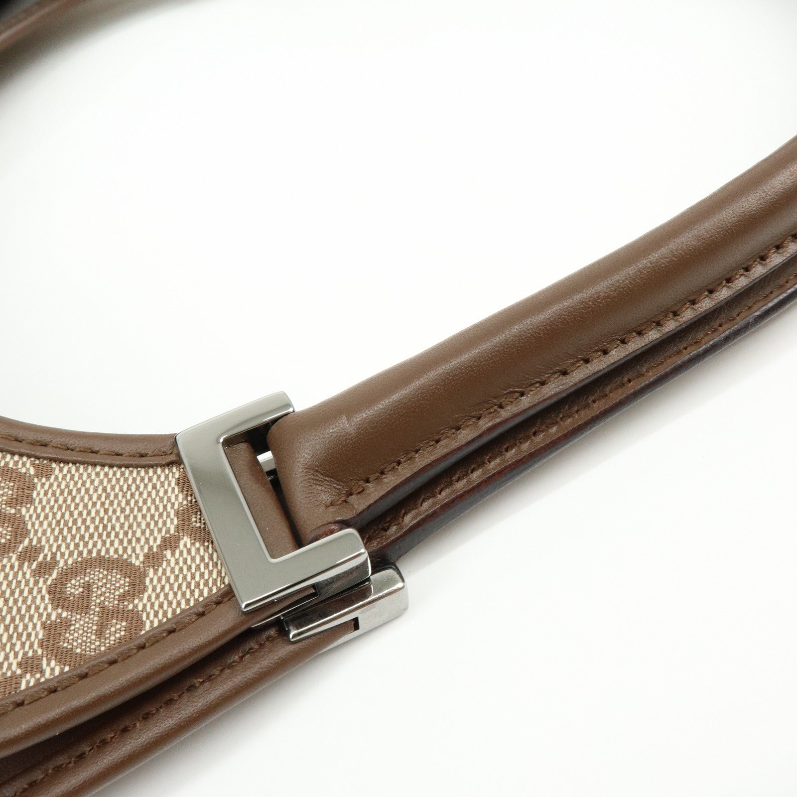 GUCCI Jackie GG Canvas Leather Shoulder Bag Hand Bag Brown 002.1067