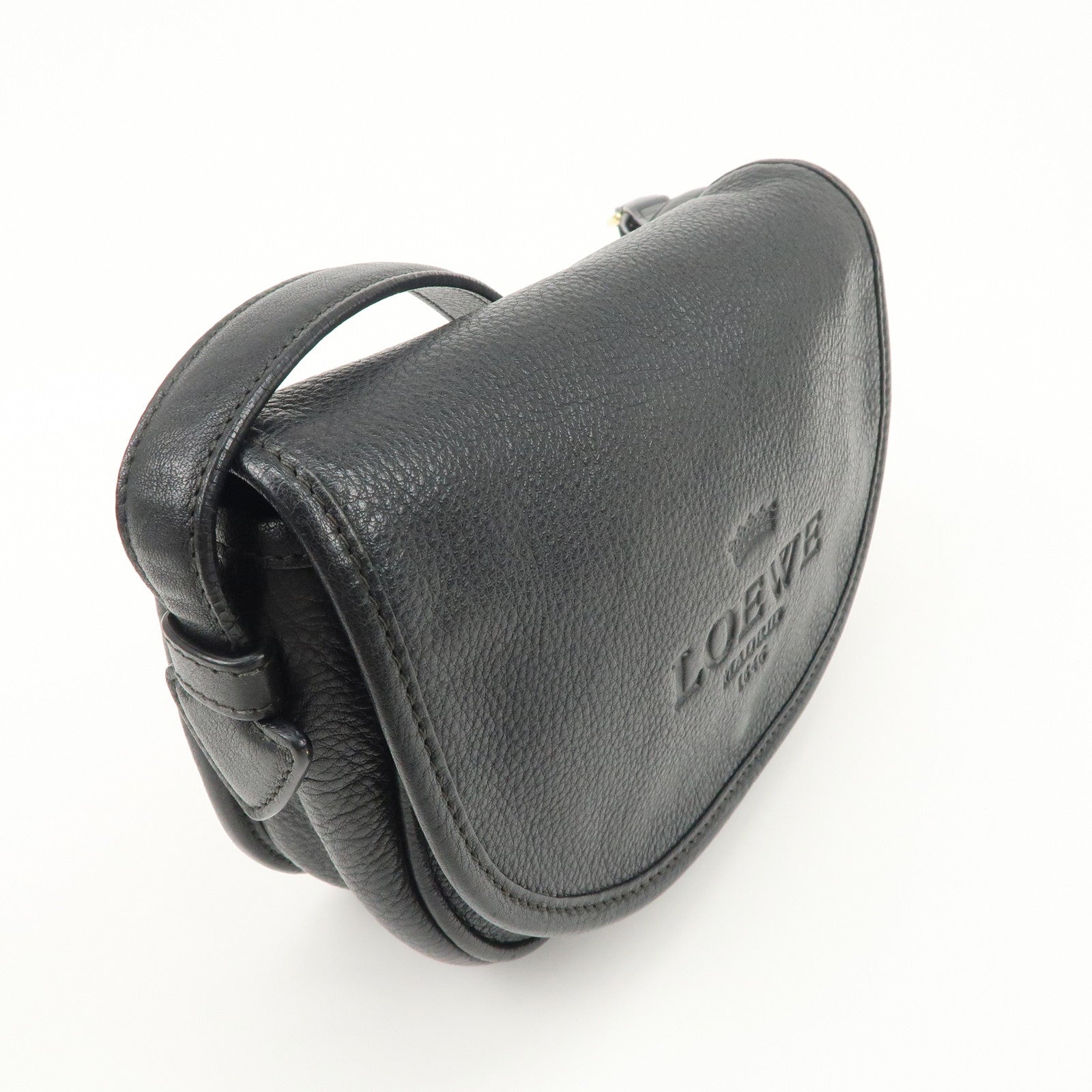 LOEWE Heritage Leather Shoulder Bag Crossbody Bag Black Used