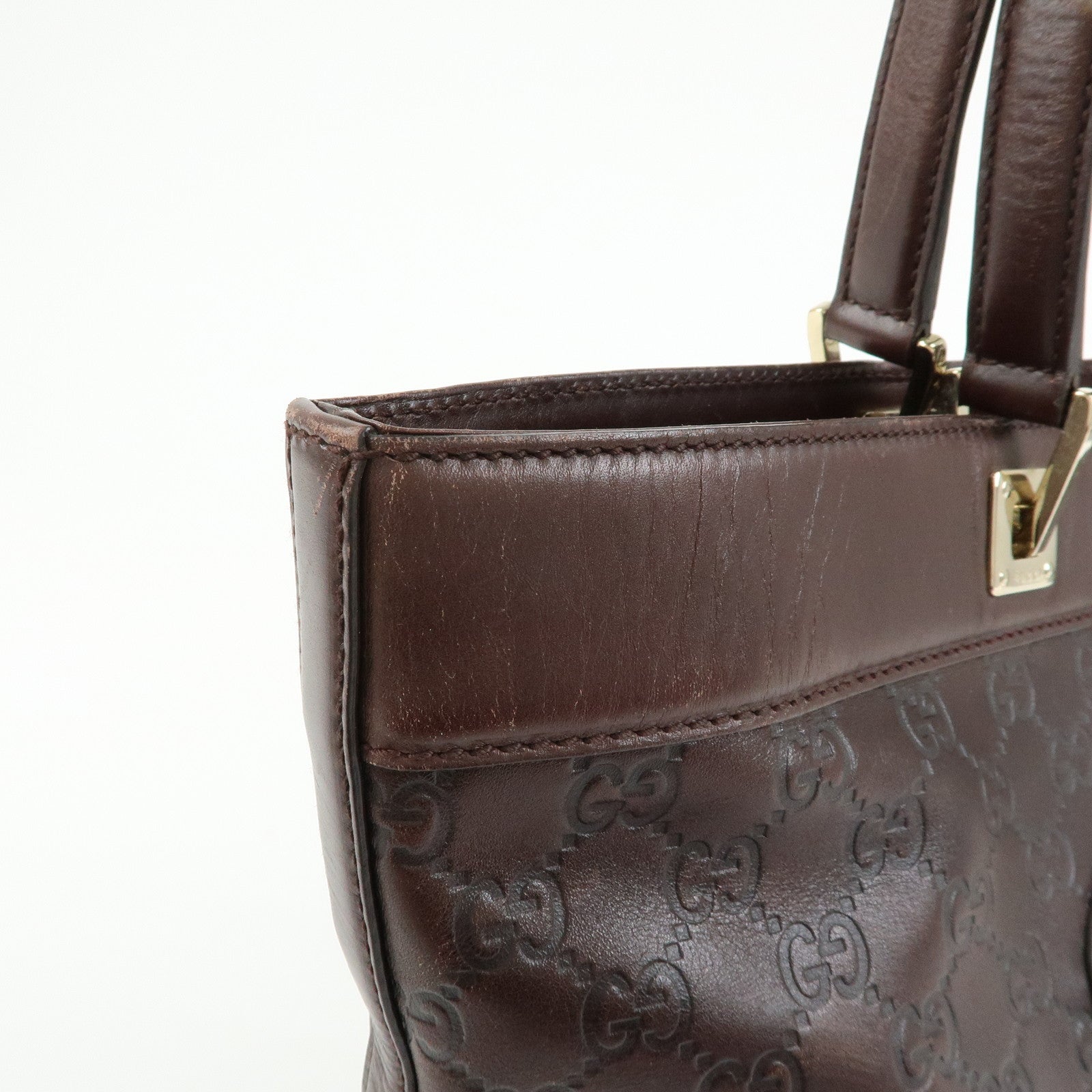 GUCCI Guccissima Leather Tote Bag Shoulder Bag Dark Brown 145993