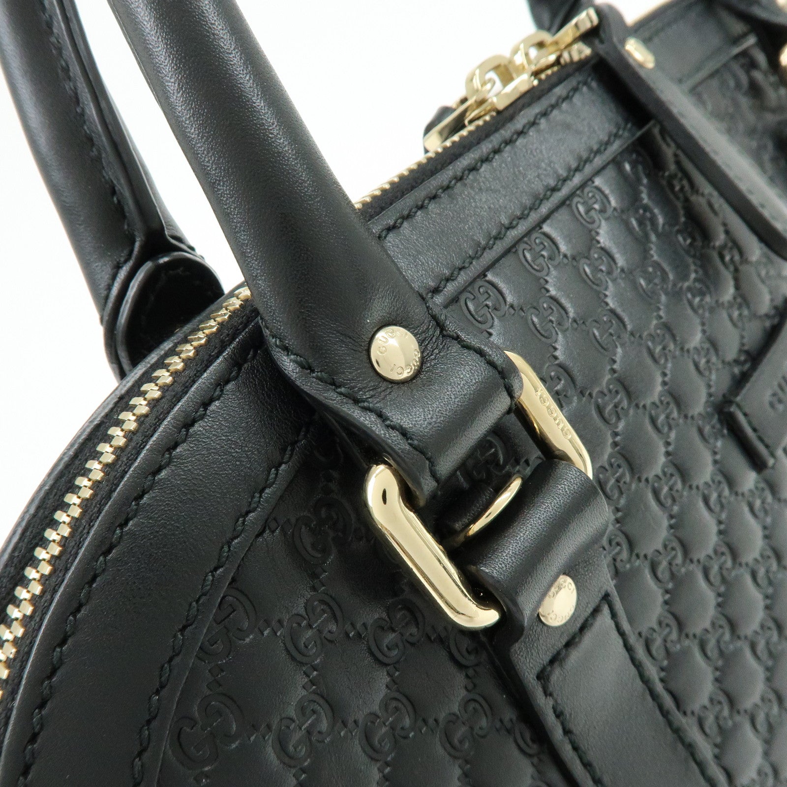 GUCCI Micro Guccissima Leather 2WAY Hand Shoulder Bag Black 449663