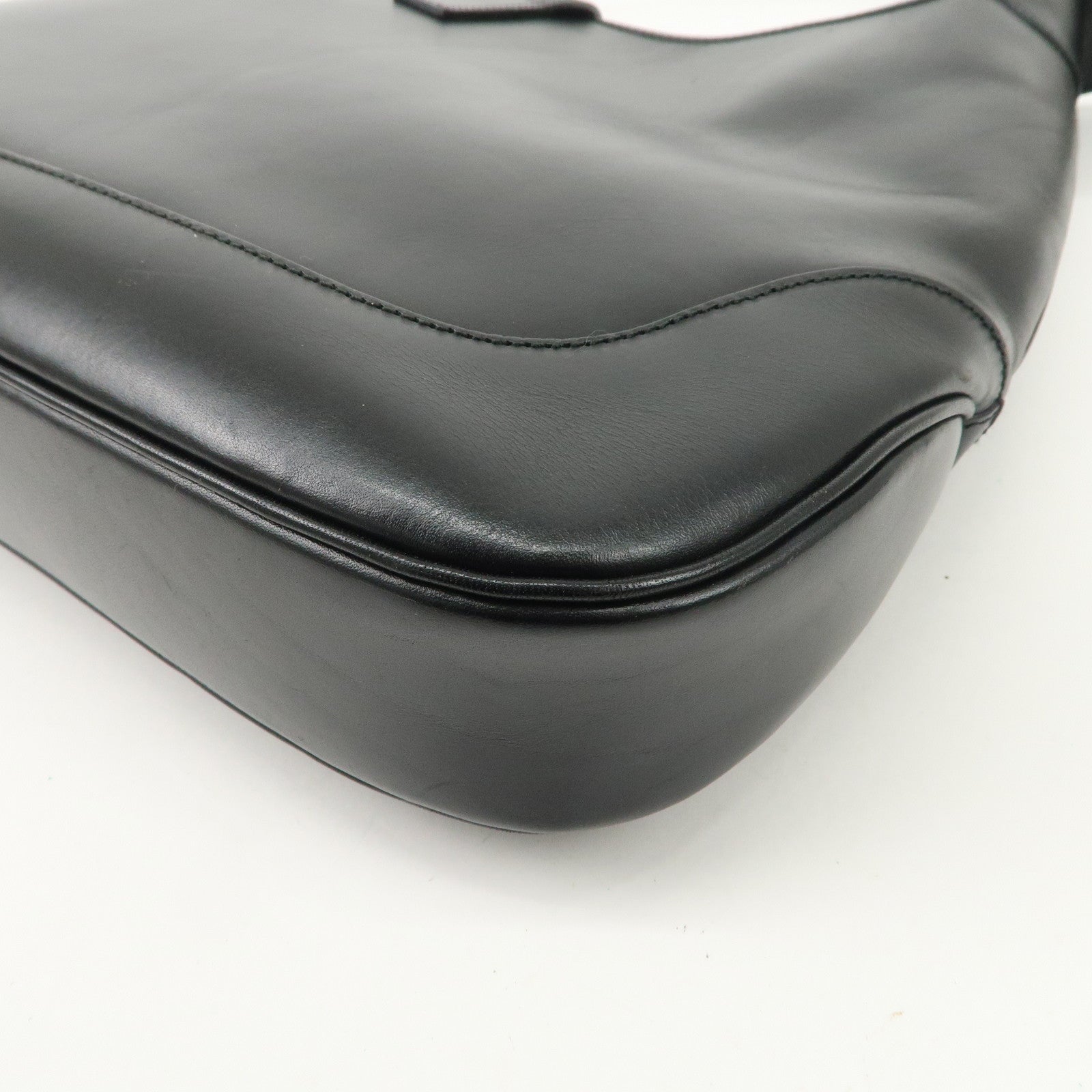 GUCCI Jackie Leather Shoulder Bag Hand Bag Black Silver Hardware 001.3346 Used