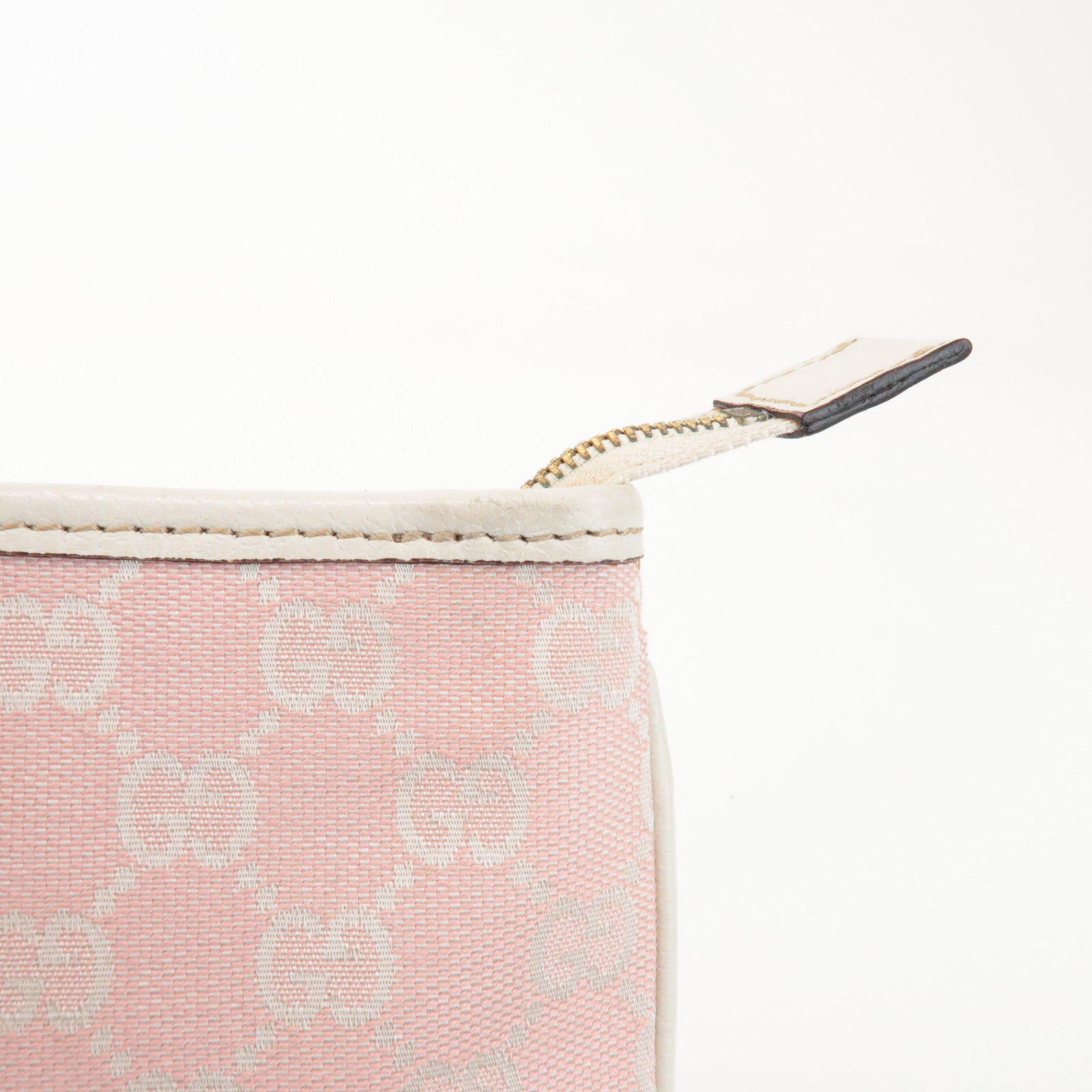 GUCCI Sherry GG Canvas Leather Shoulder Bag Pink 144388