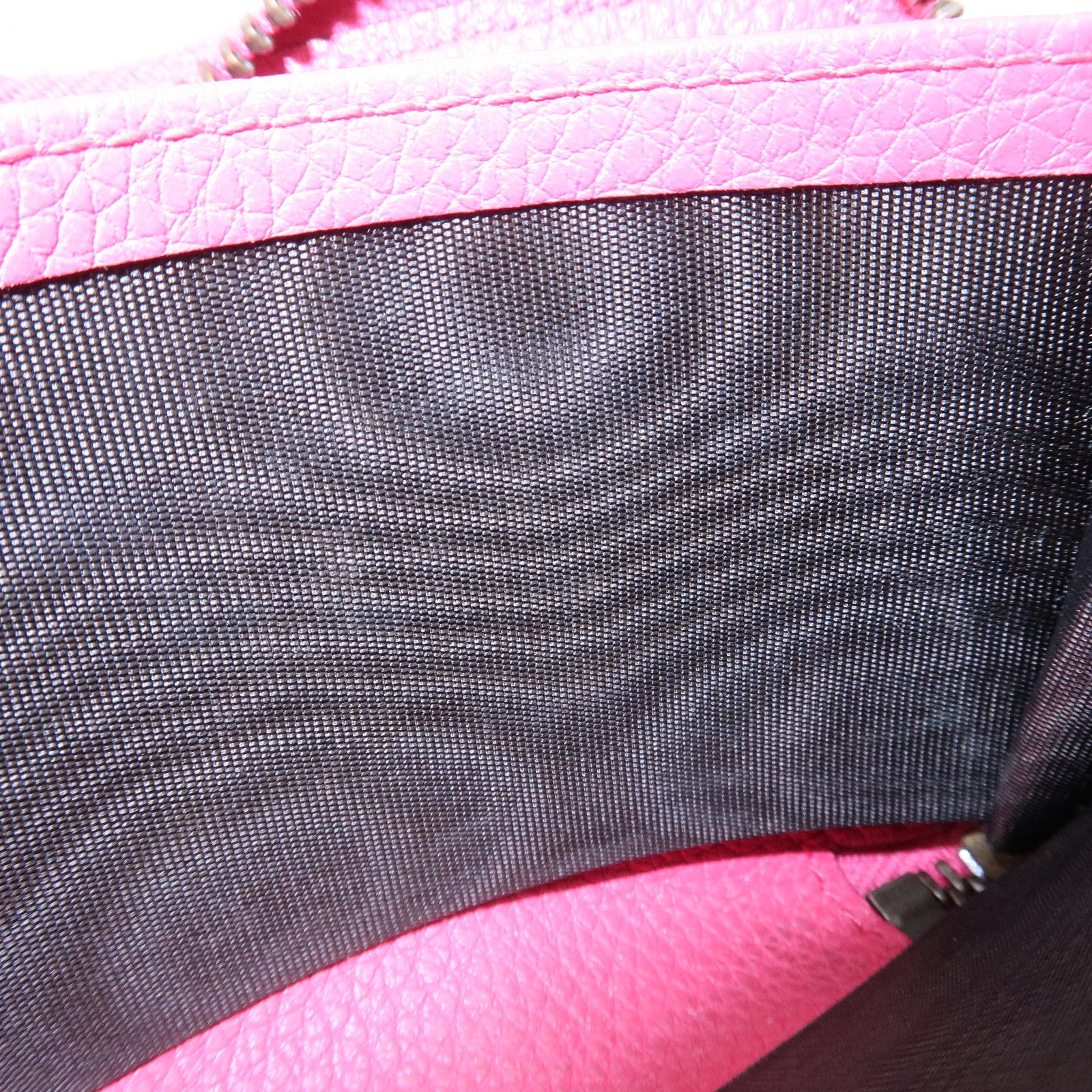 GUCCI Sherry Leather Logo Print Round Zipper Coin Case Pink 496319