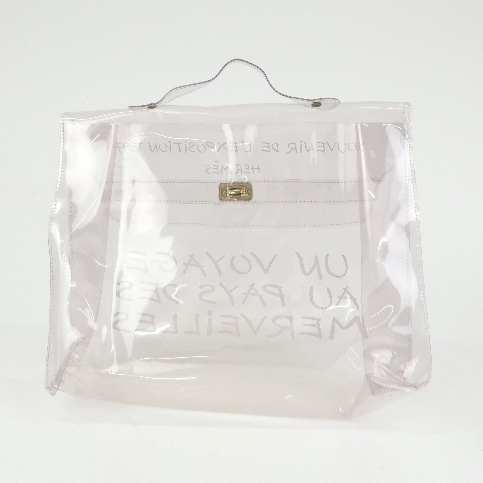 HERMES Vinyl Kelly Hand Bag Clear White