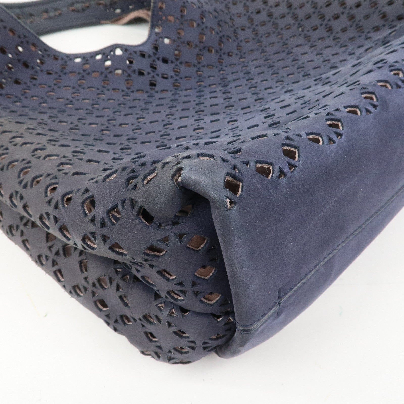 LOEWE Anagram Logo Leather Shoulder Bag Hand Bag Navy