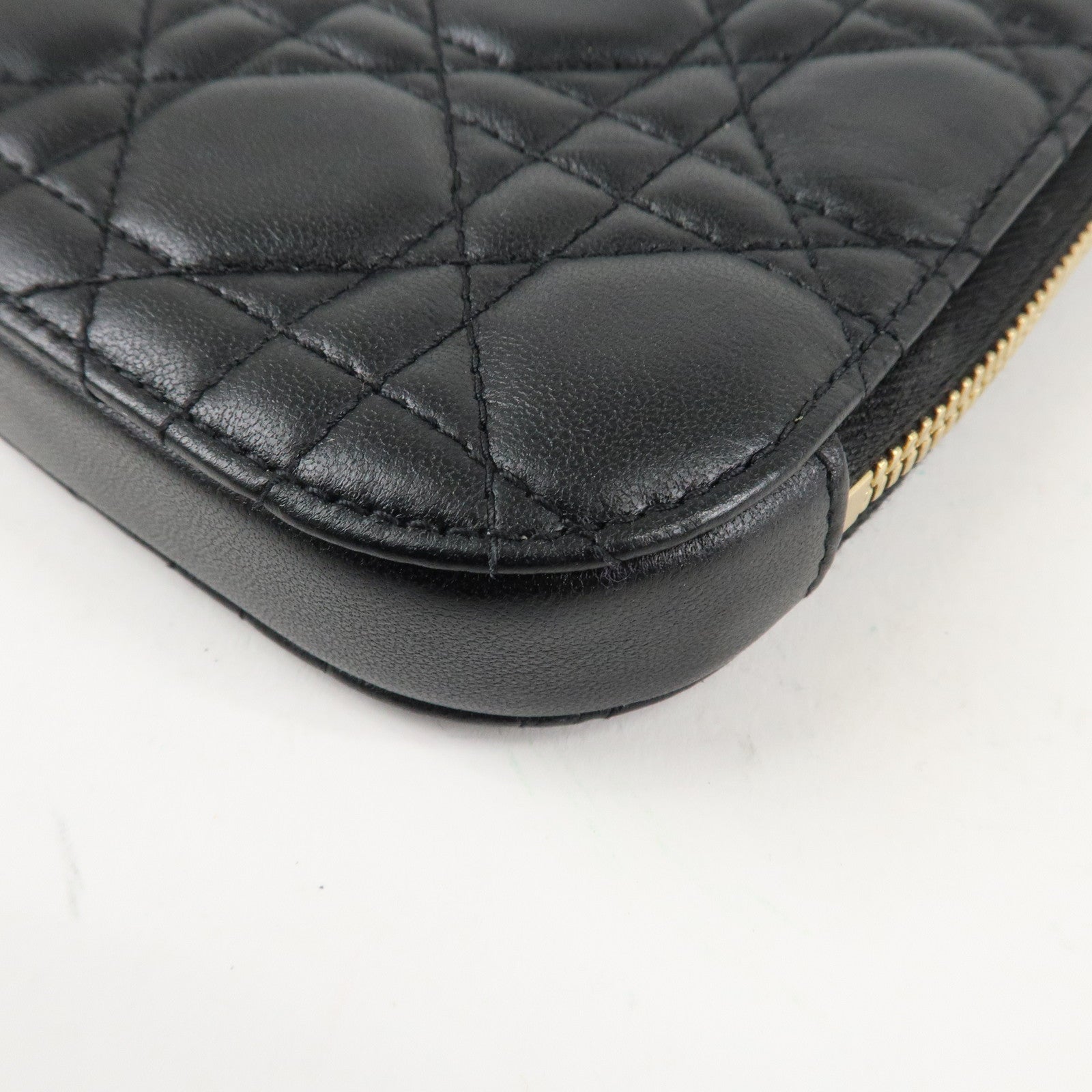 Christian Dior Lady Dior Call'in Dior Canage Lamb Skin Phone Holder Used