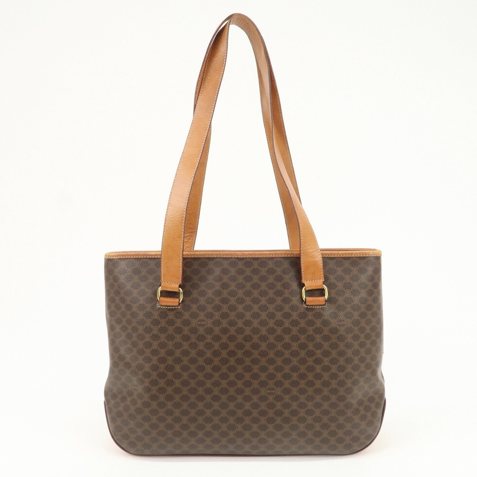 CELINE Macadam Logo Tote Bag Shoulder Bag Brown Gold