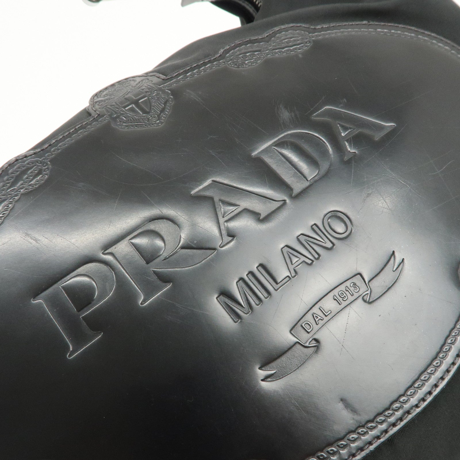 PRADA Logo Nylon Leather Shoulder Bag Hand Bag Black BR3287