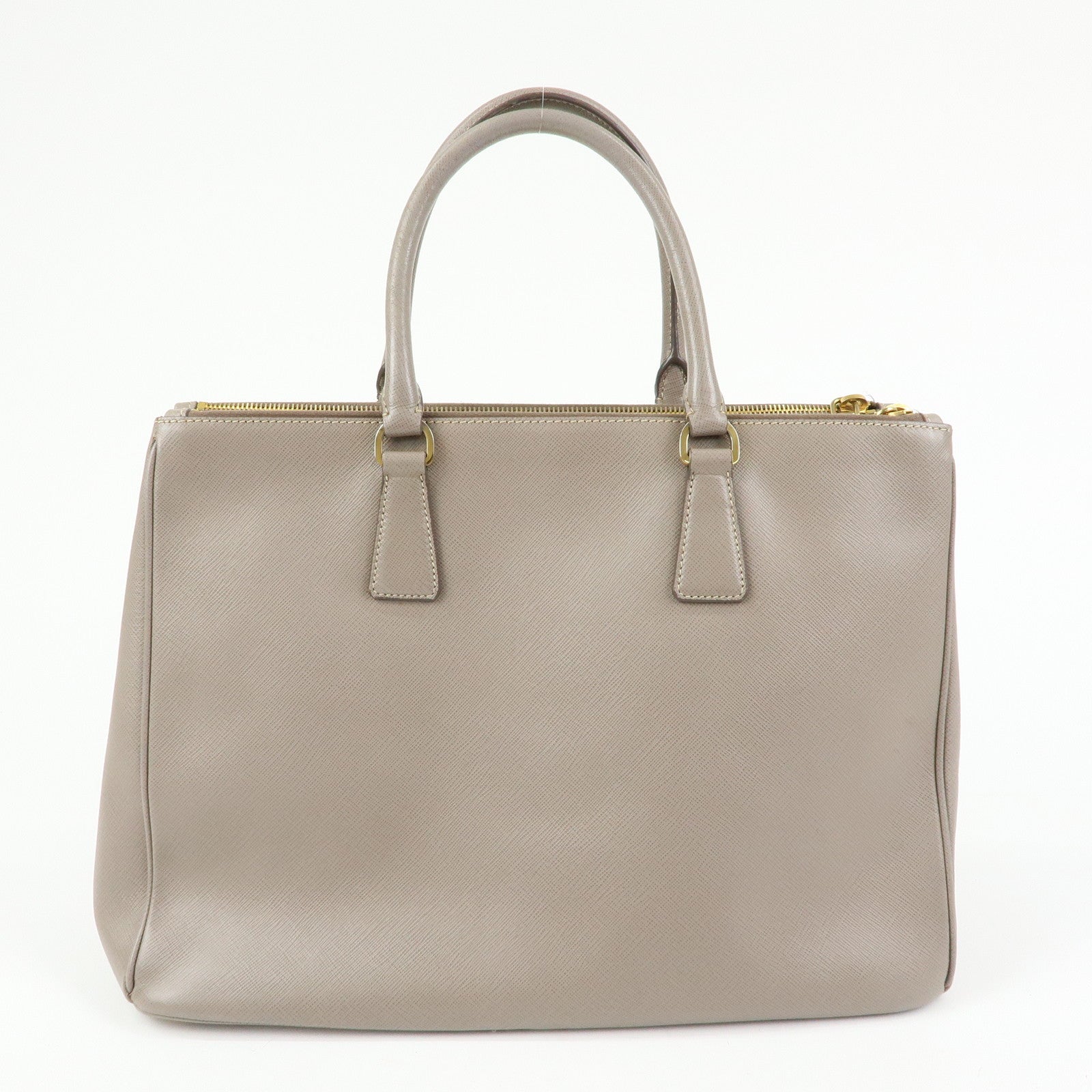 PRADA Triangle Logo Galleria Saffiano Leather Tote Hand Bag Gray