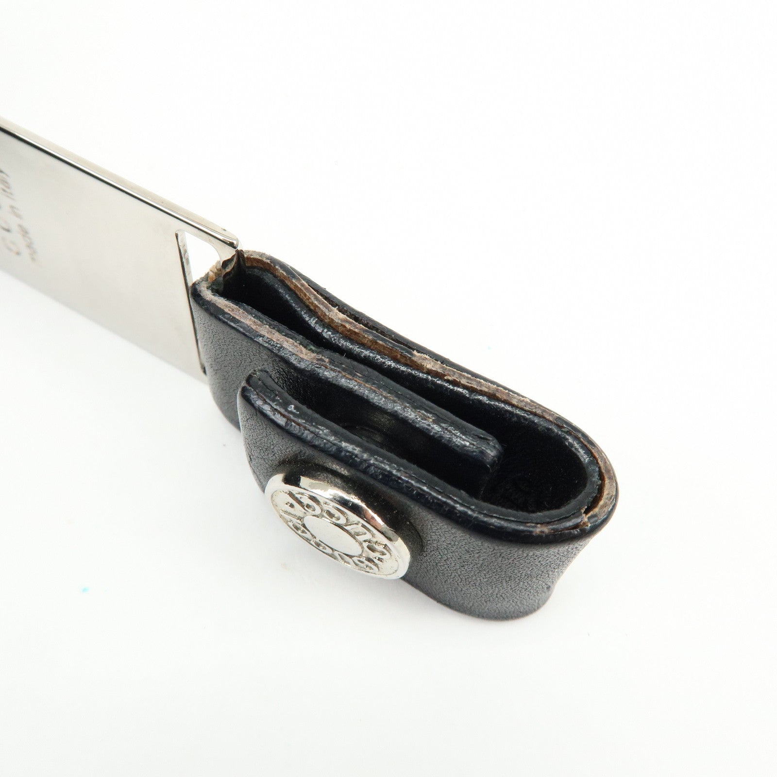 GUCCI Sherry Metal Leather Bag Charm Key Holder Black 039 2194 1089