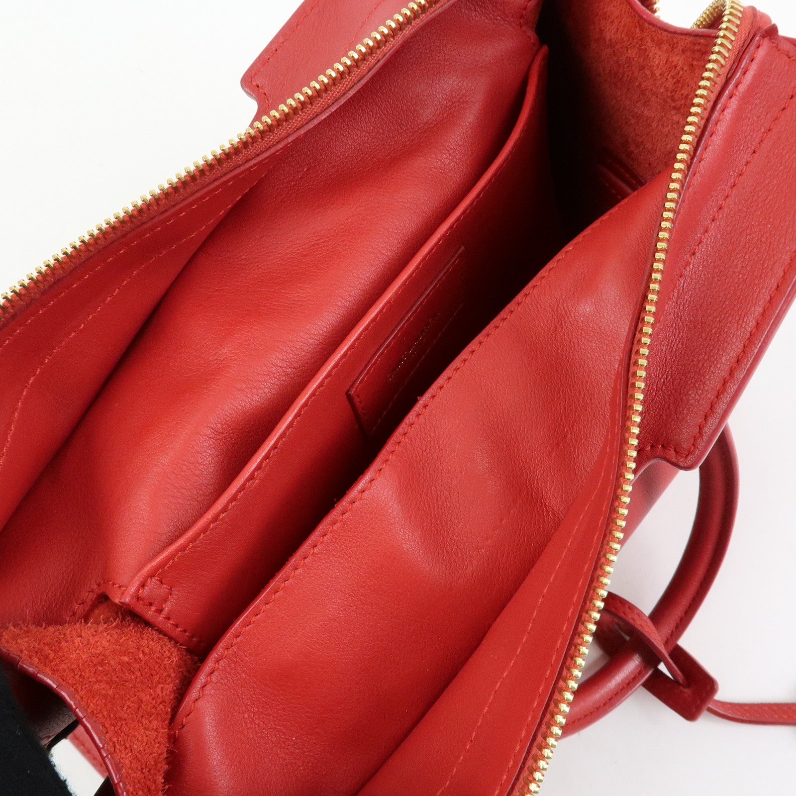 SAINT LAURENT PARIS Baby Cabas Leather 2Way Bag Hand Bag Red 424868
