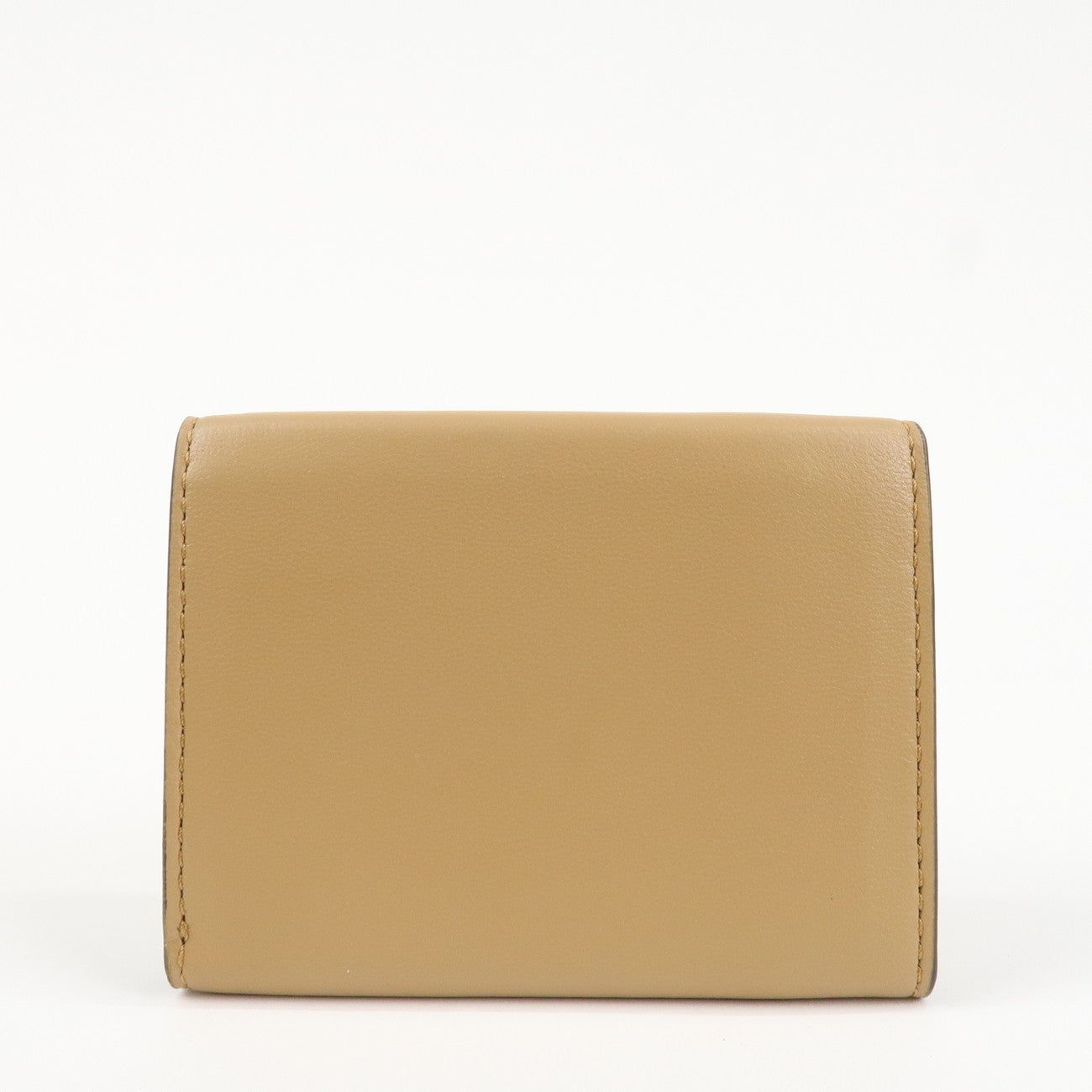 FENDI Zucca Baguette Leather Micro Tri-fold Wallet Beige 8M0395 Used