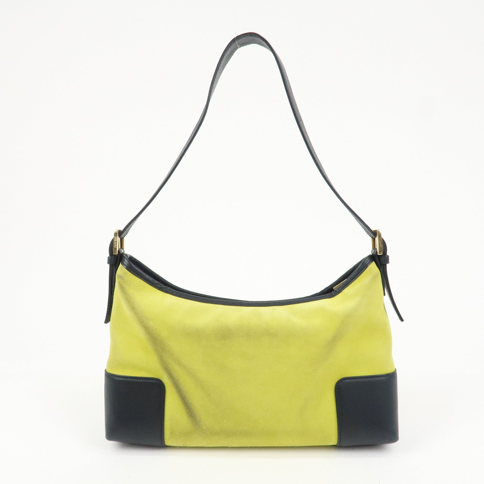 LOEWE Anagram Suede Leather Shoulder Bag Hand Bag Light Green Navy