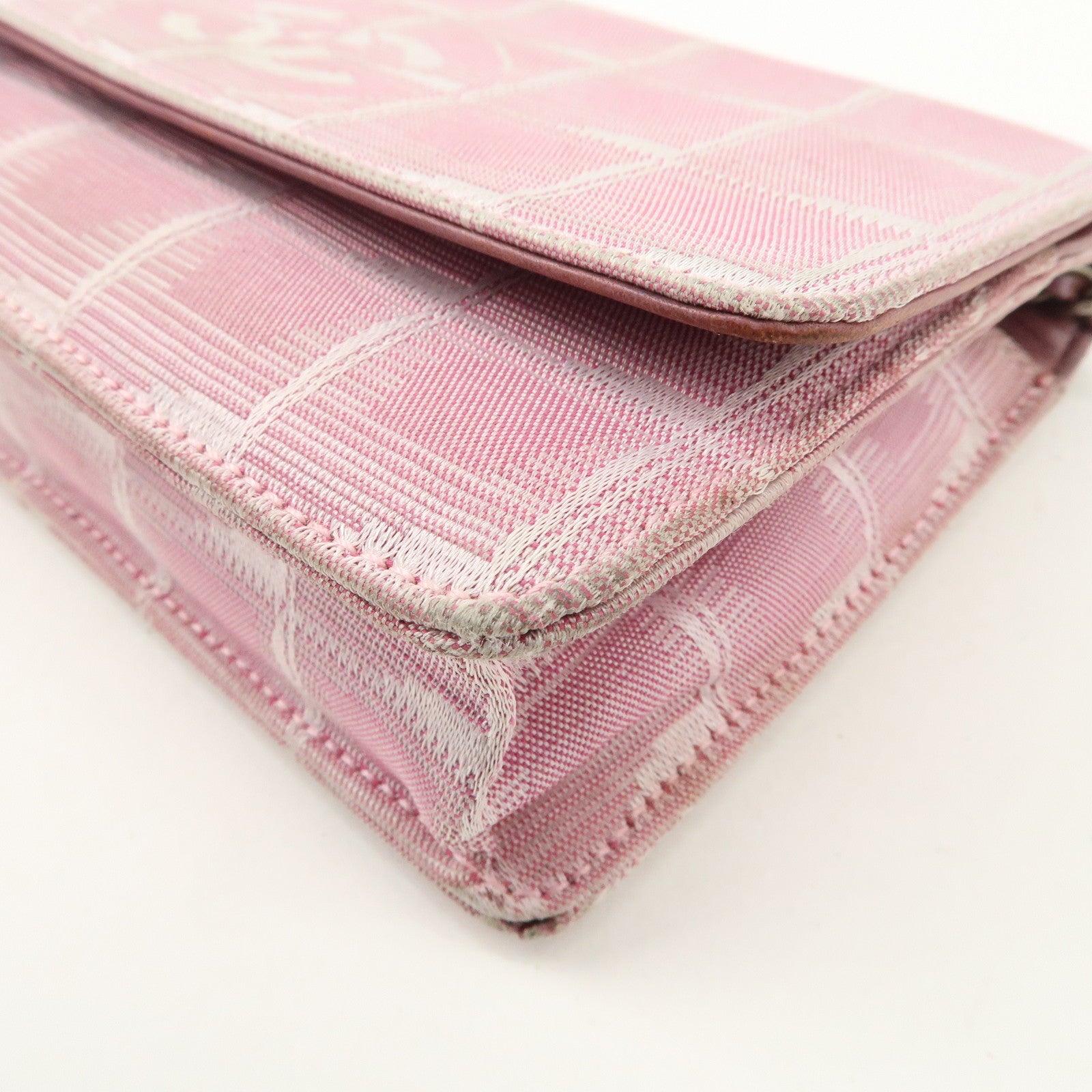 CHANEL New Travel Line Nylon Jacquard Chain Wallet Shoulder Bag 6535288 Used