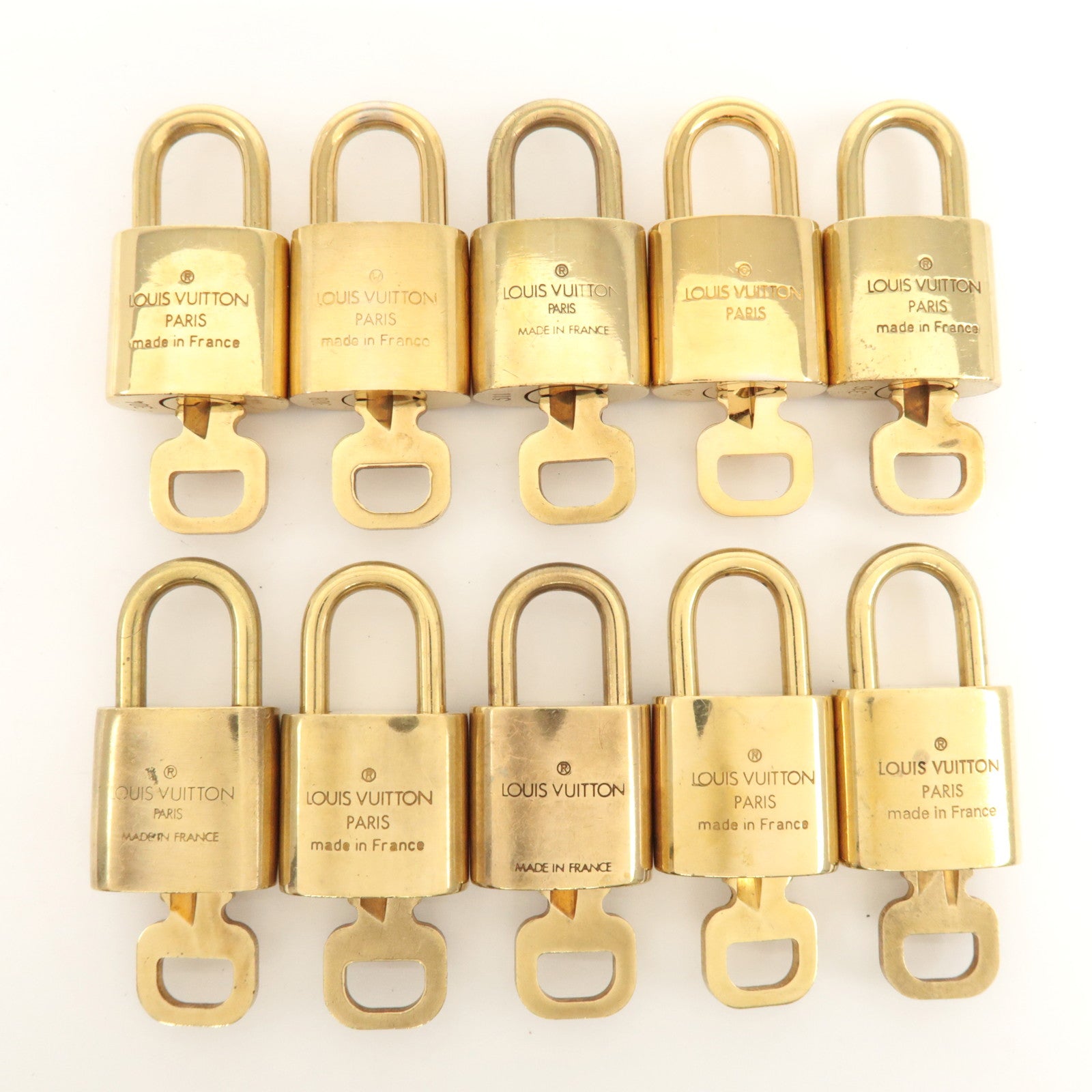 Louis Vuitton Set of 10 Lock & Key Cadena Key Lock Metal Gold