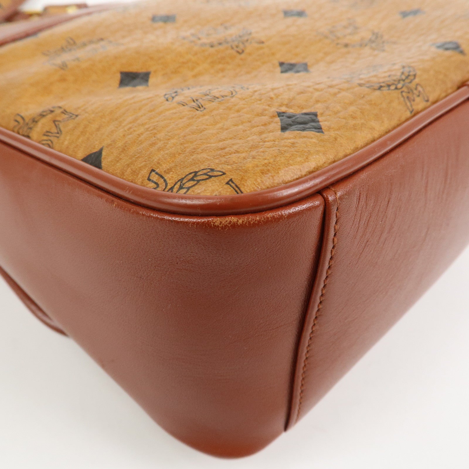 MCM Visetos Leather Shoulder Bag Crossbody Bag Brown