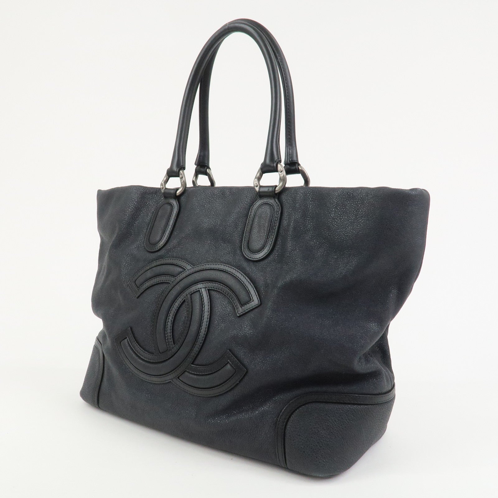 CHANEL COCO Mark Calf Leather Tote Bag Shoulder Bag Black A50288