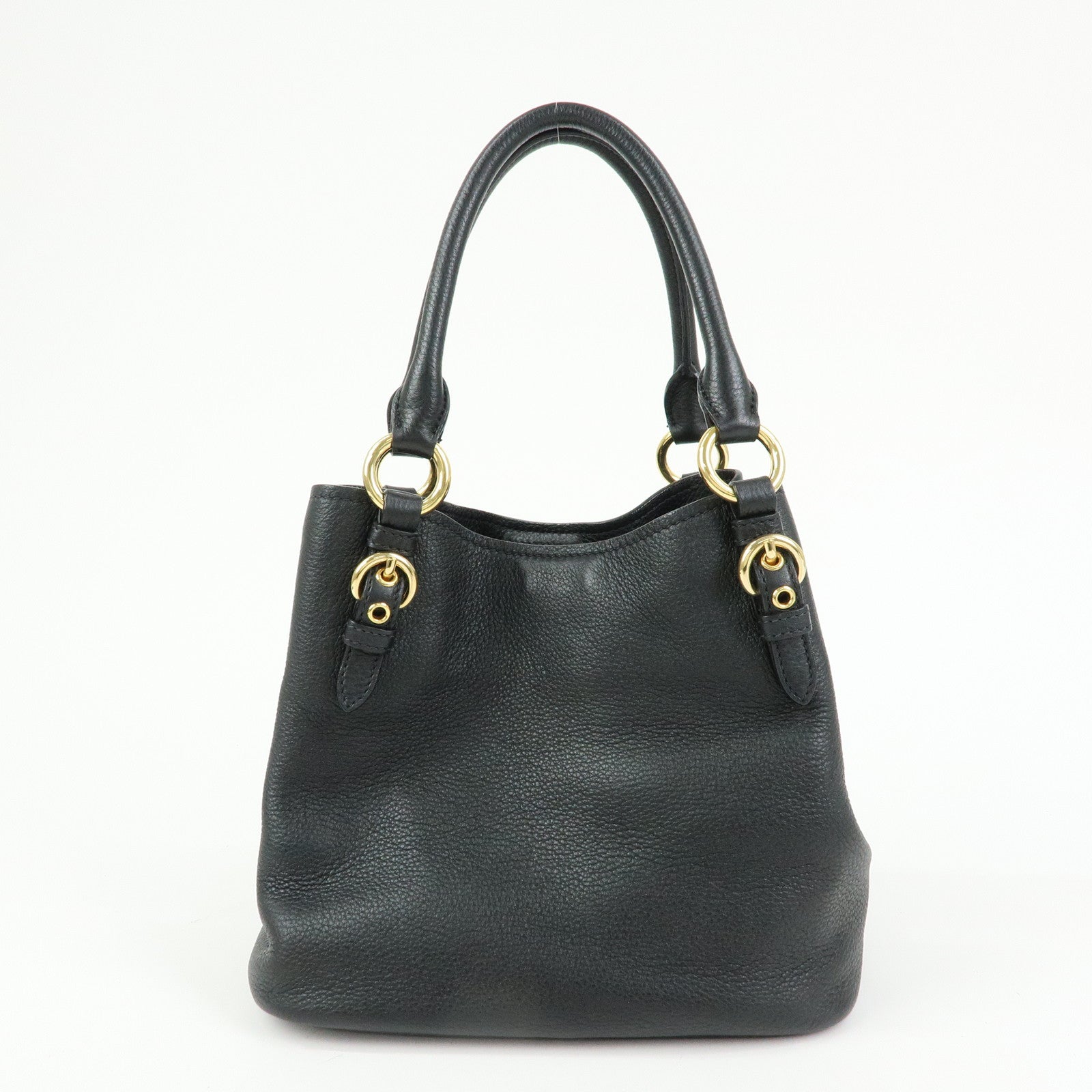 MIU MIU Madras Leather 2Way Bag Hand Bag Shoulder Bag Black 5BE886