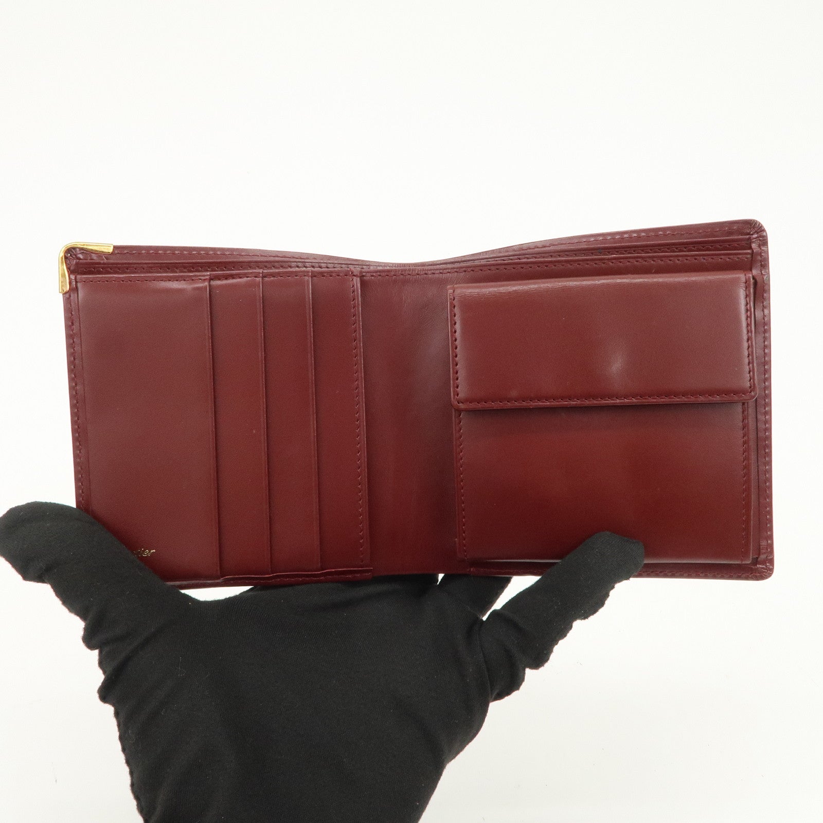 Cartier Must de Cartier Logo Leather Compact Wallet Bordeaux