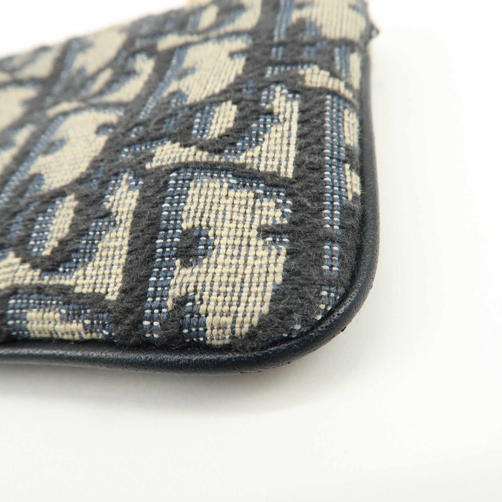 Christian Dior Trotter Canvas Leather Coin Case Key Case Navy