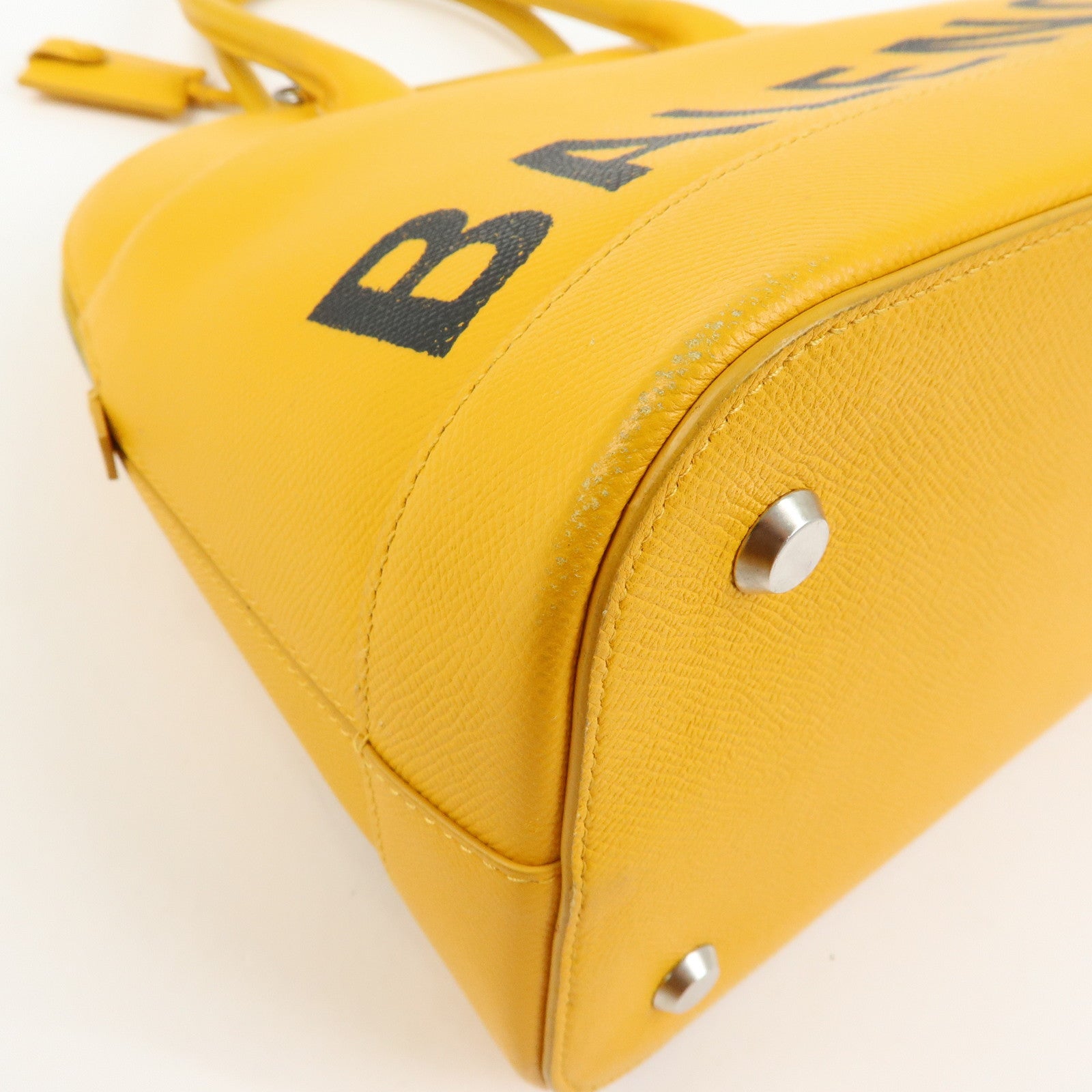 BALENCIAGA Ville Top Handle Leather 2Way Bag Hand Bag Yellow