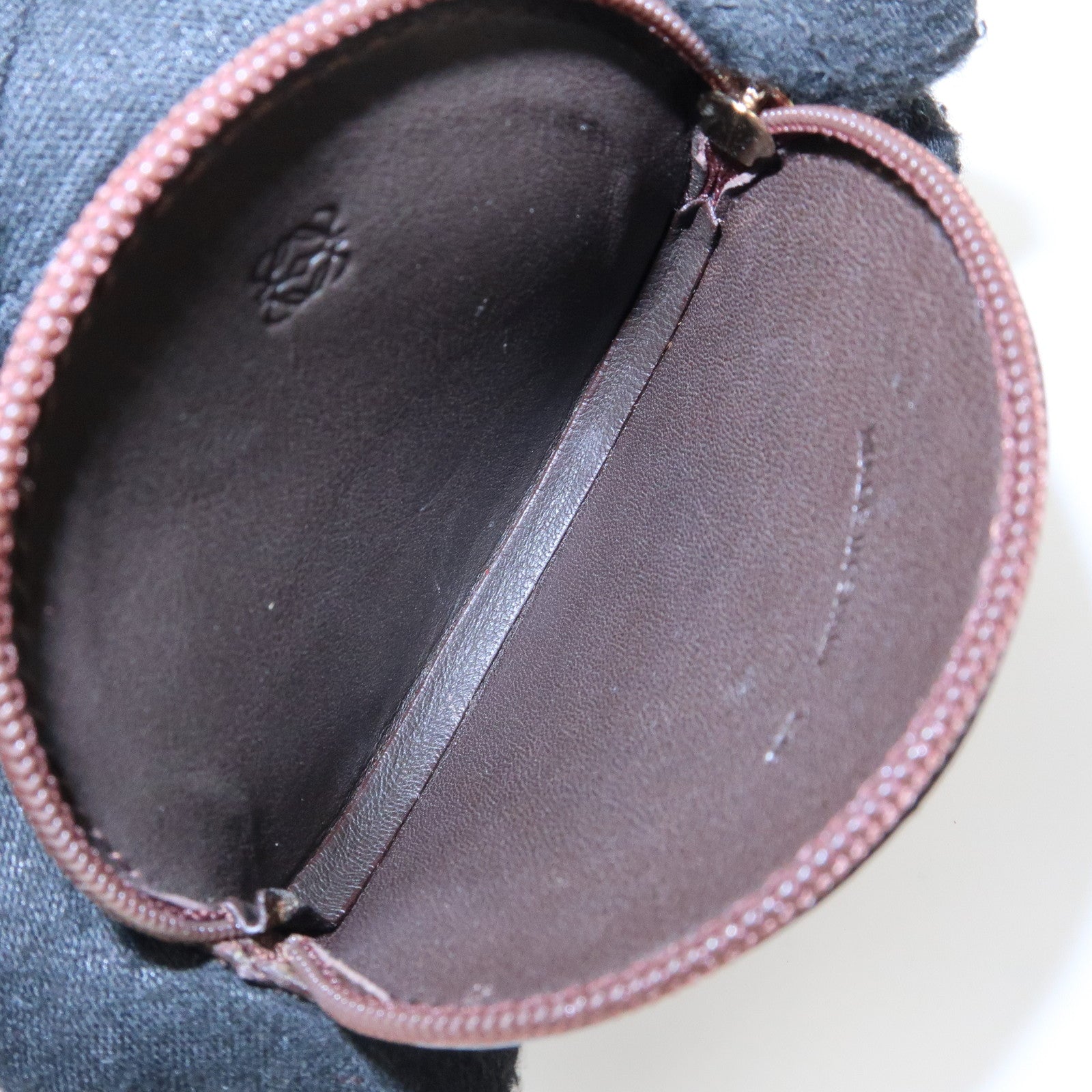 LOEWE Anagram Set of 2 Leather Suede Coin Case Brown Orange