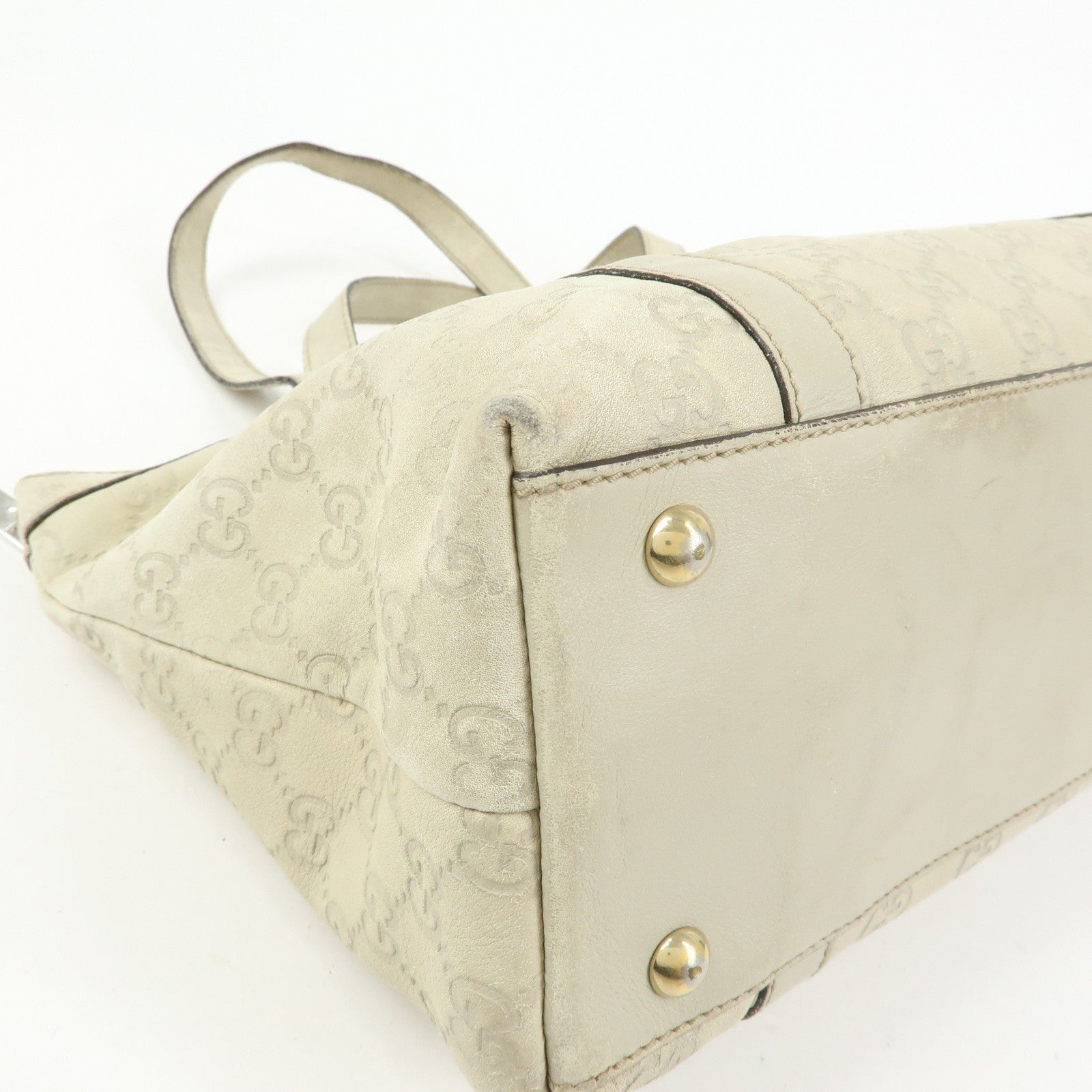 GUCCI Abbey GG Canvas Tote Bag Shoulder Bag White 141470