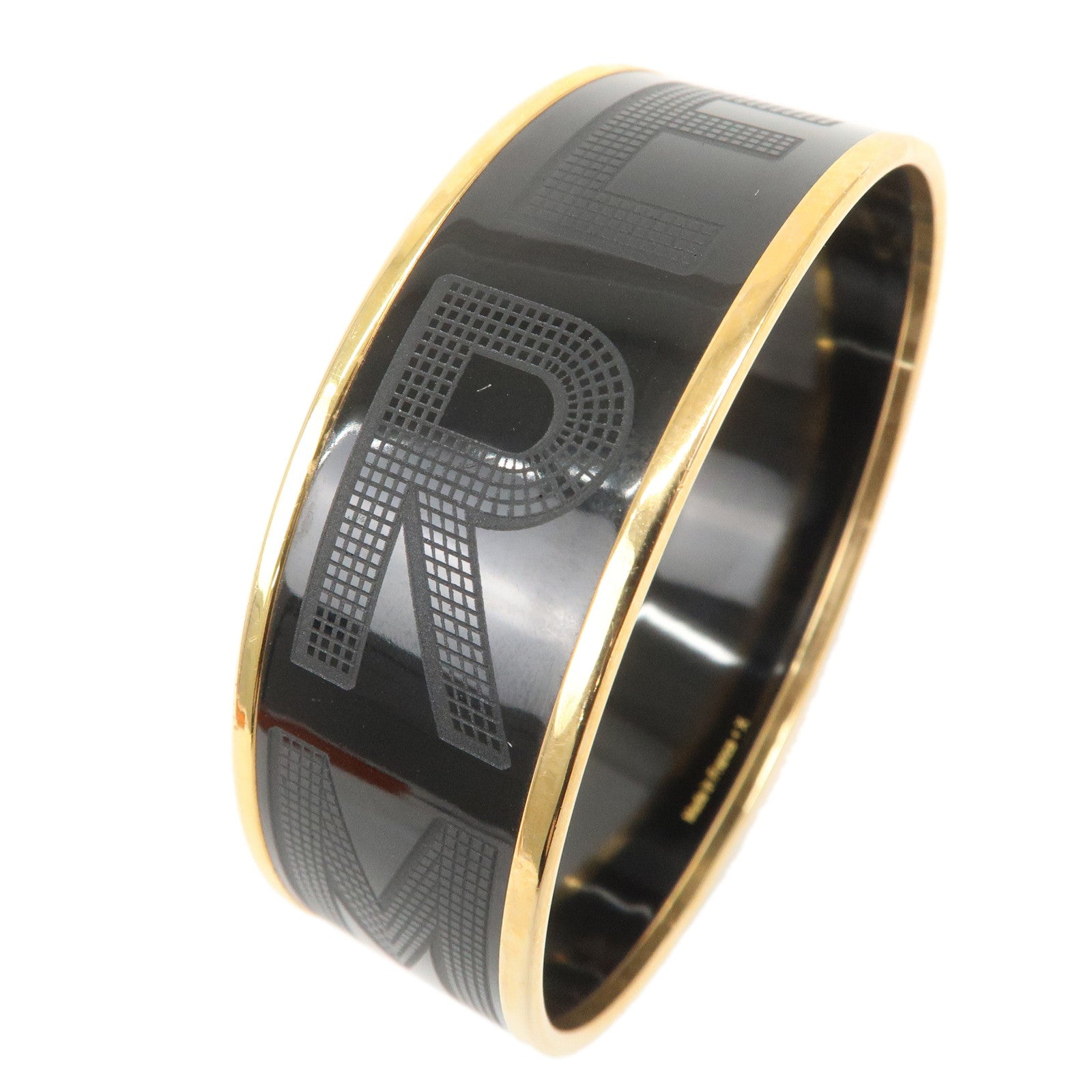HERMES Email GM Bangle Metal Bracelet Black Gold