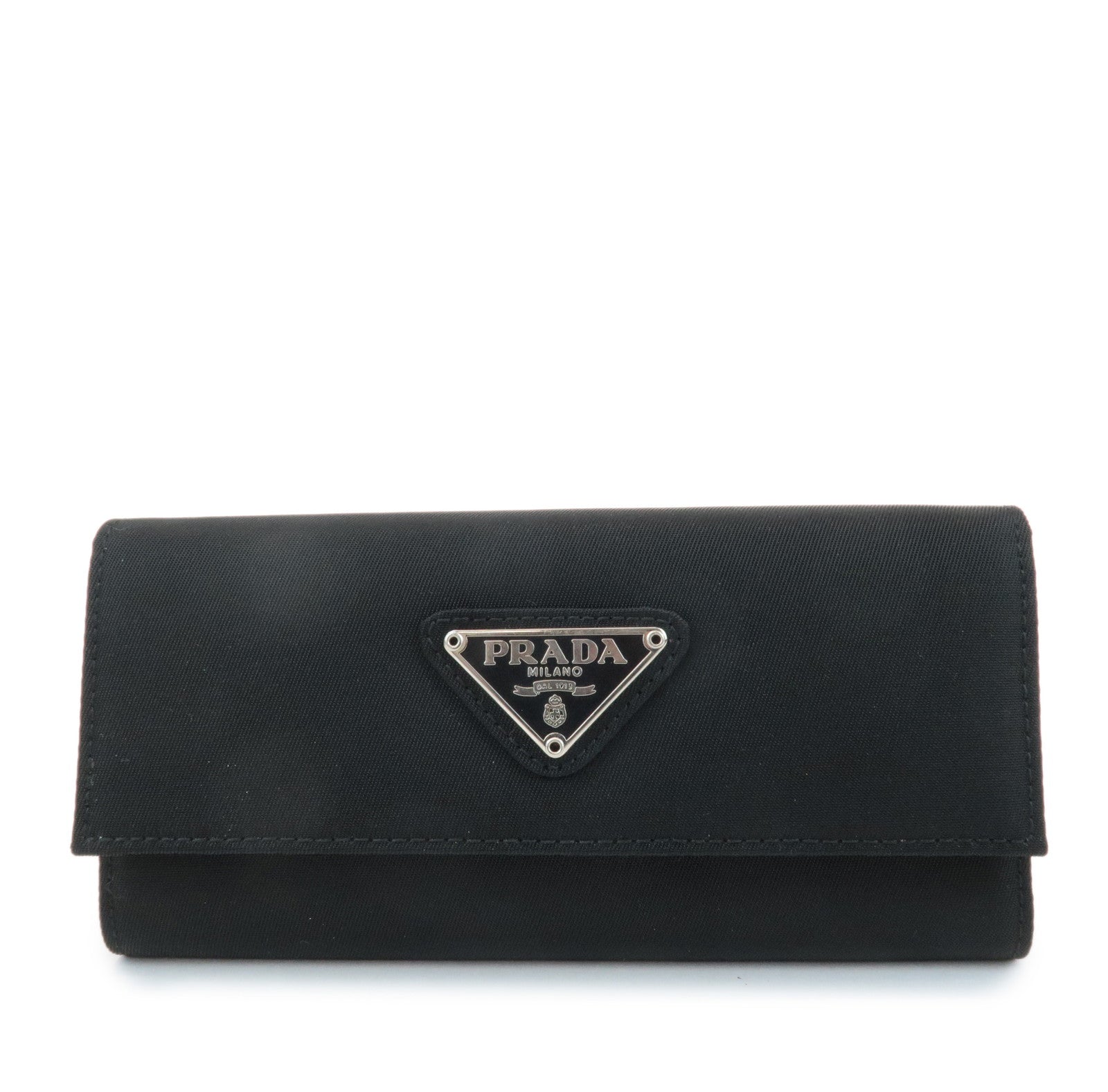 PRADA Triangle Logo Nylon 6 Key Case Key Holder Black M26X Used