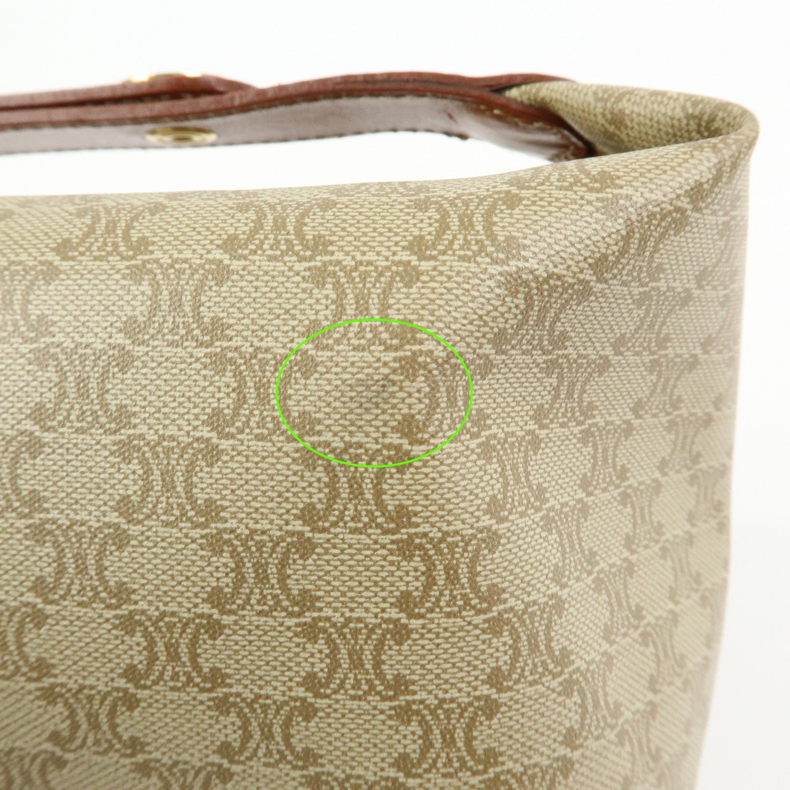 CELINE Macadam PVC Leather Hand Bag Cosmetic Pouch Beige