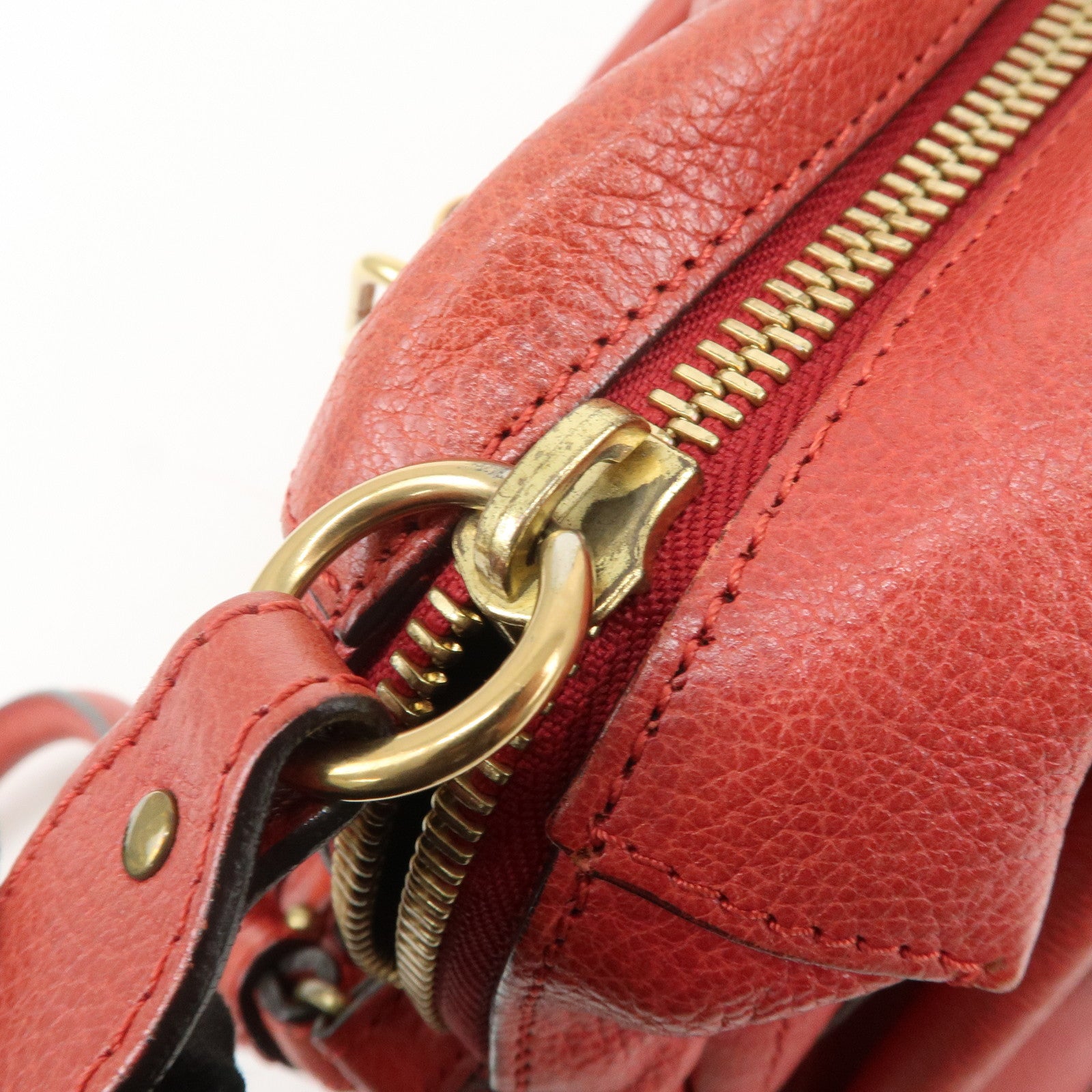 Chloe Paraty Leather 2Way Bag Shoulder Bag Hand Bag Red
