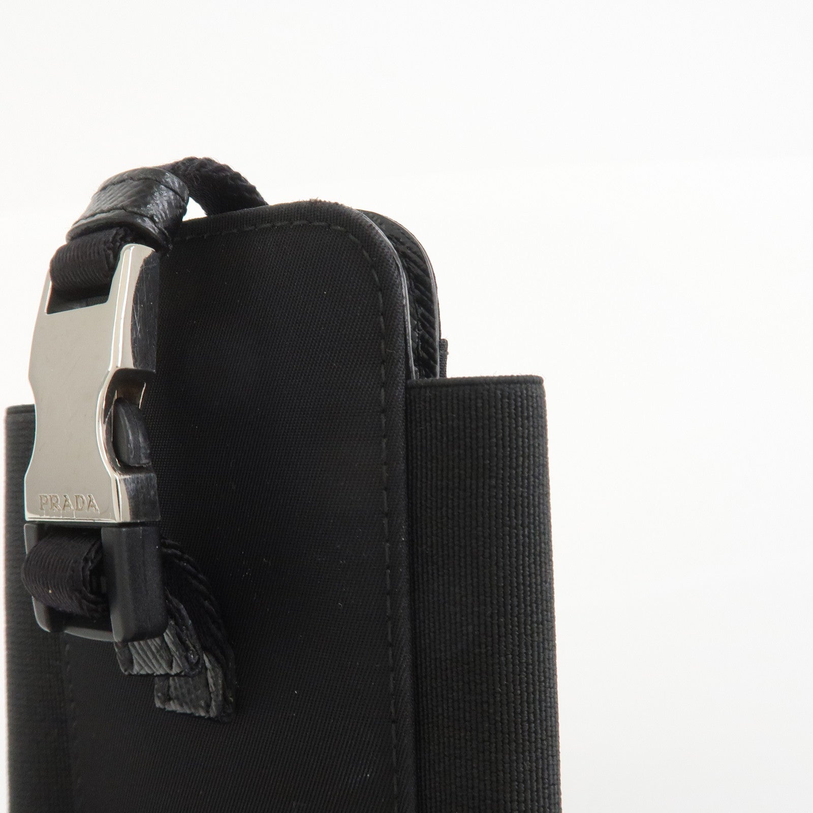 PRADA Triangle Logo Nylon Leather Phone Case Black 1ZT023