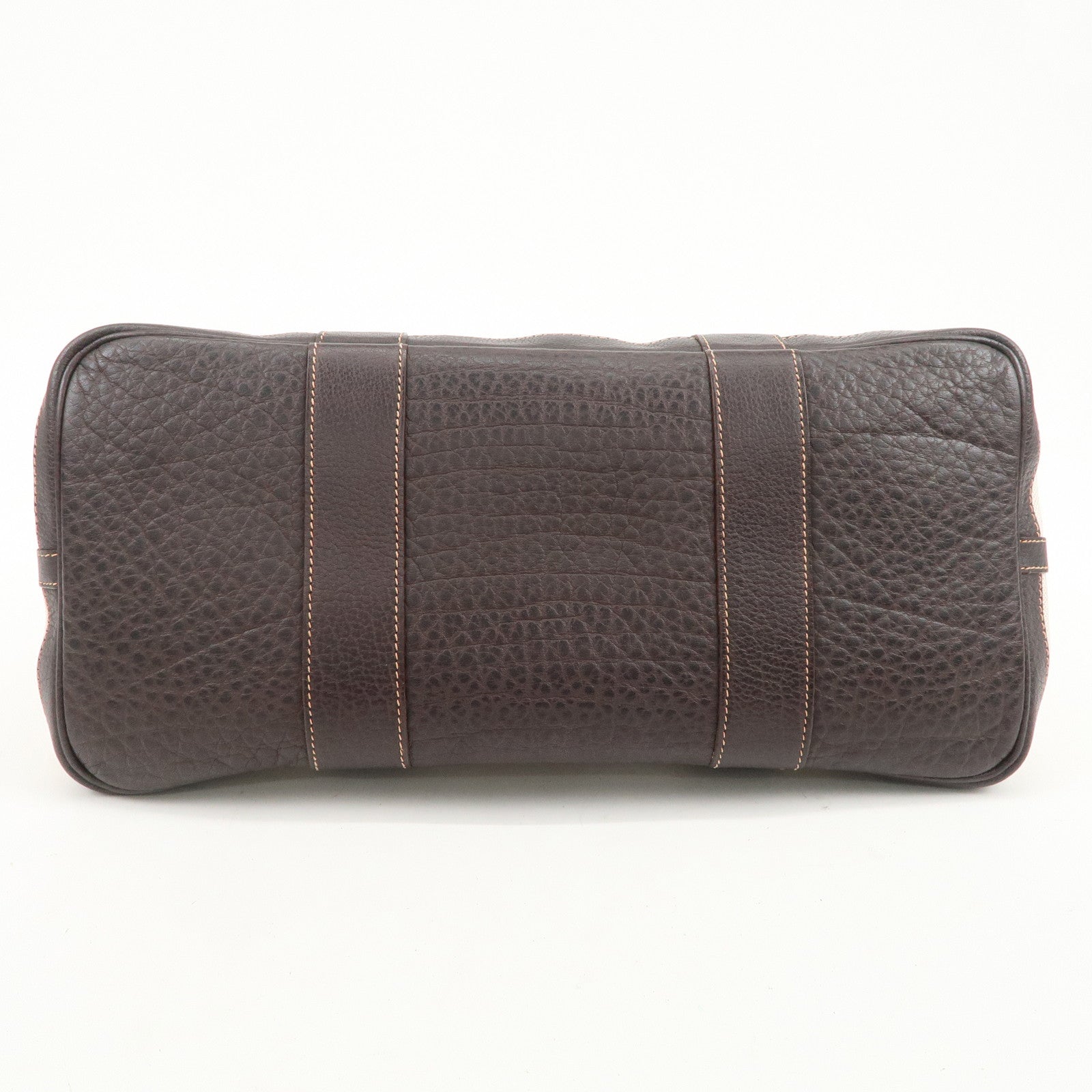 HERMES Garden Party Toile H Leather Tote Bag Hand Bag Natural