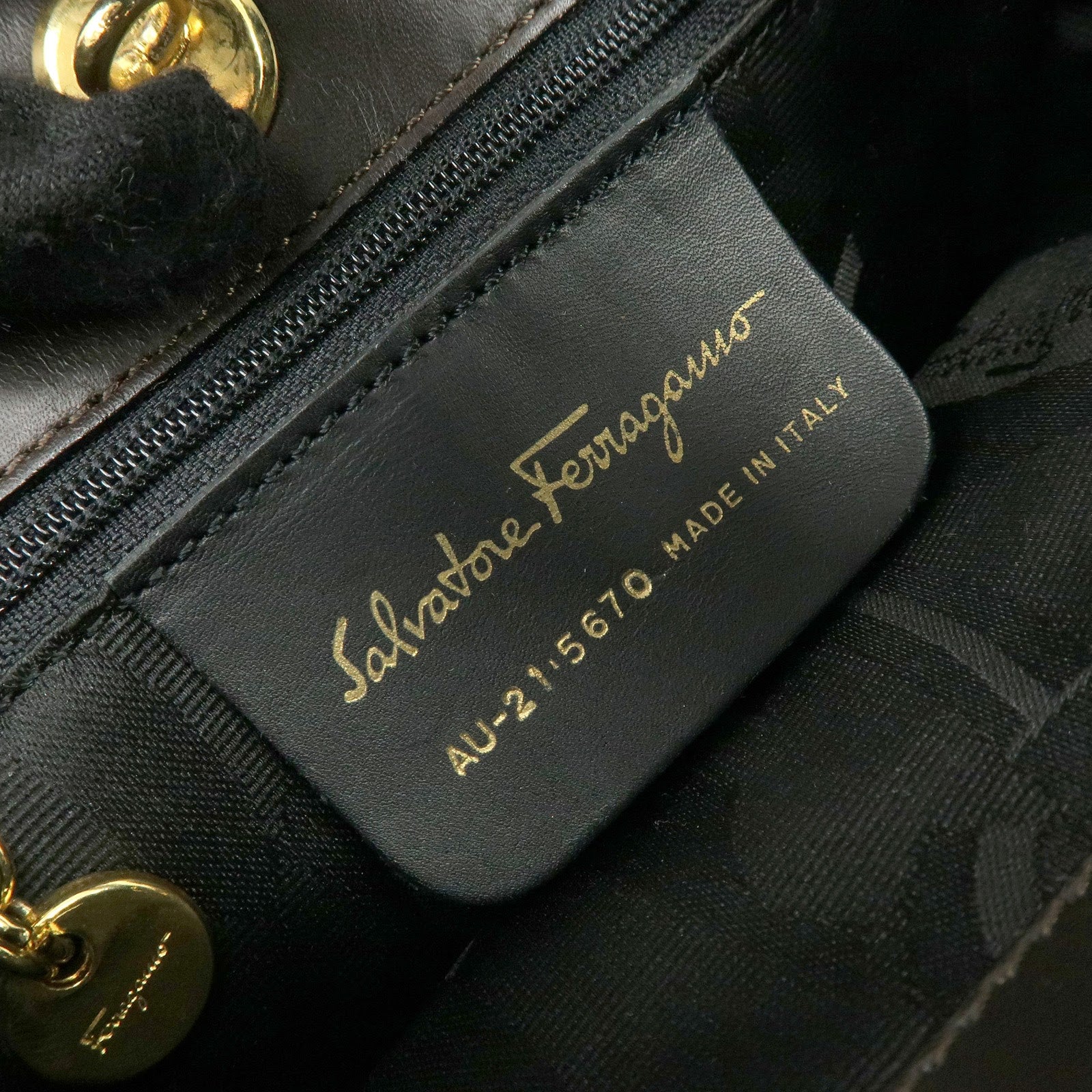 Ferragamo Canvas Leather Hand Bag Brown