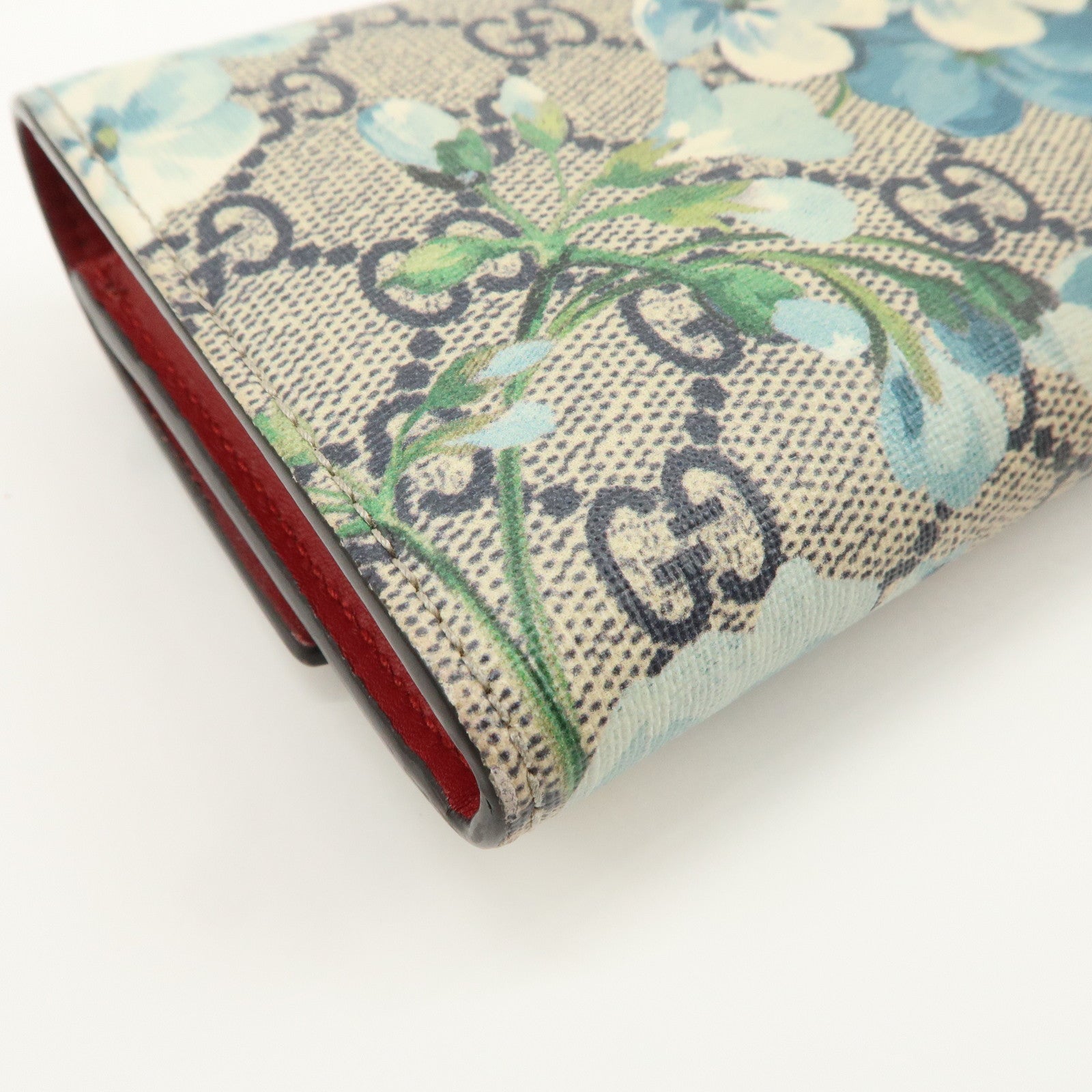 GUCCI GG Blooms GG Supreme Continental Wallet Beige Blue 404070