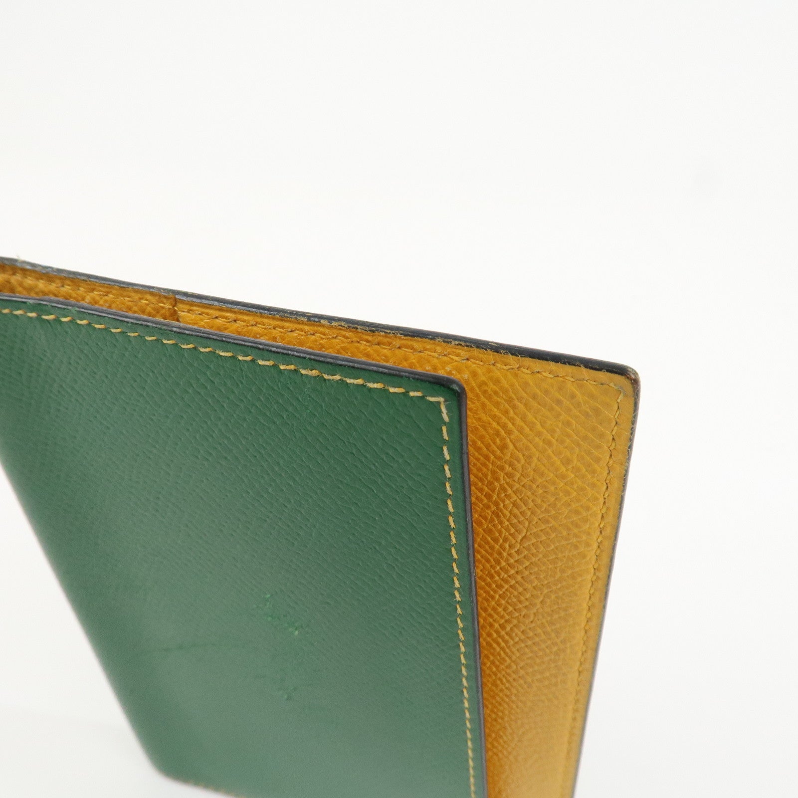 HERMES Leather Logo 〇Y Stamped Agenda PM Planner Cover Green