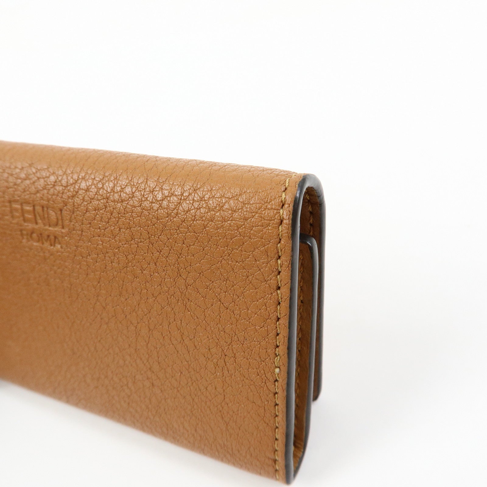 FENDI Peekaboo Leather Key Case Key Holder Brown 8AP159