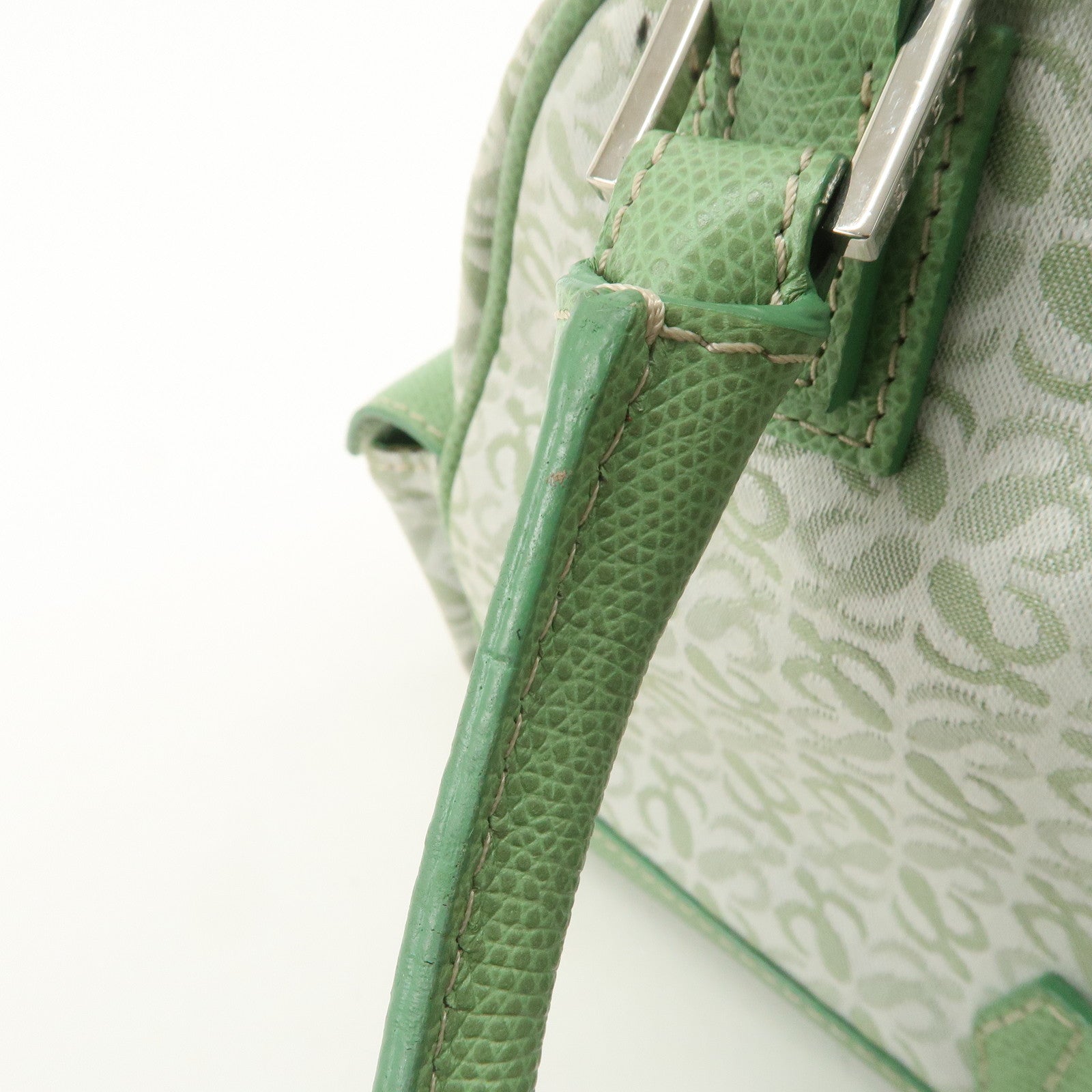 LOEWE Anagram Canvas Leather Hand Bag Light Green