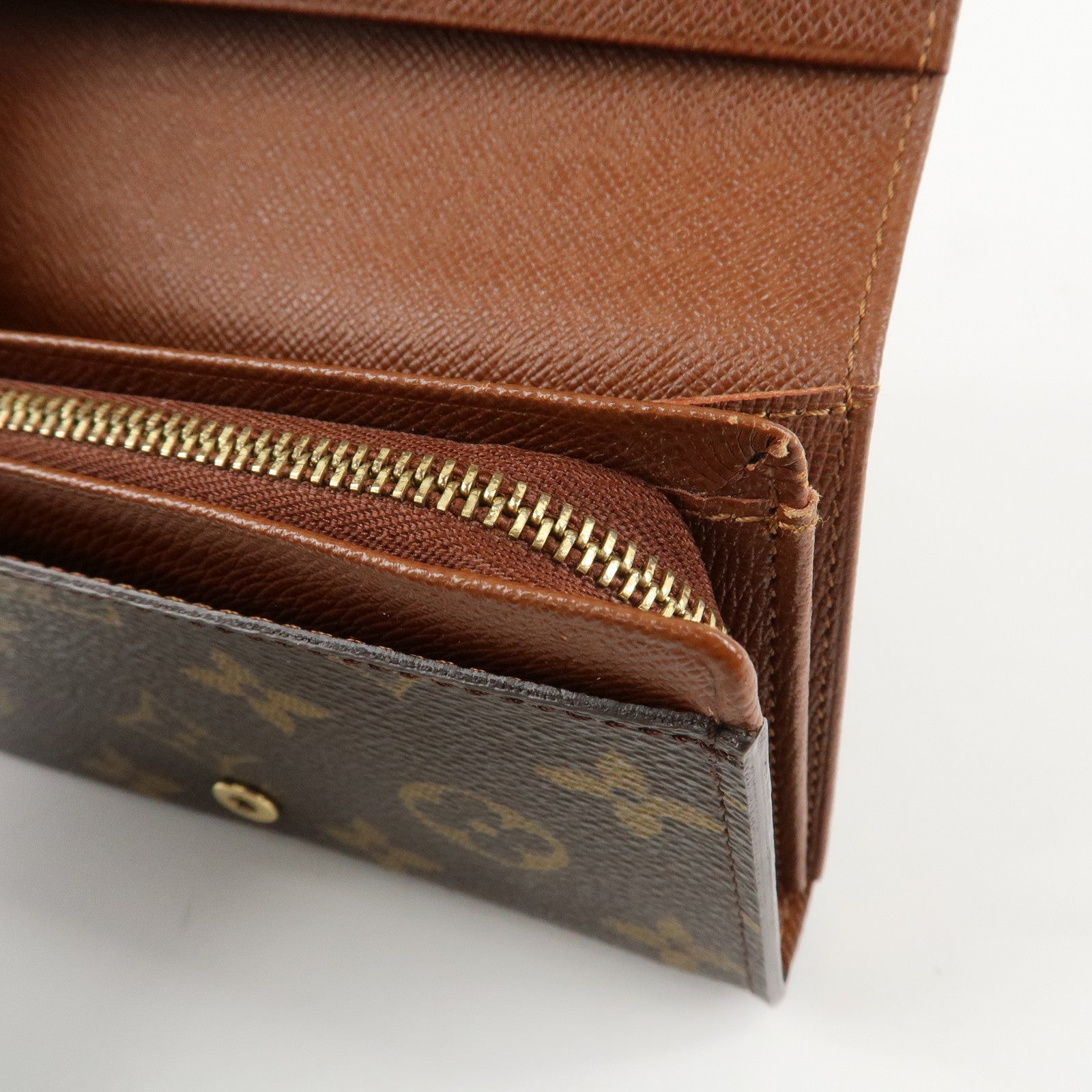 Louis Vuitton Monogram Porte Monnaie Zip Bifold Wallet M61735 Used