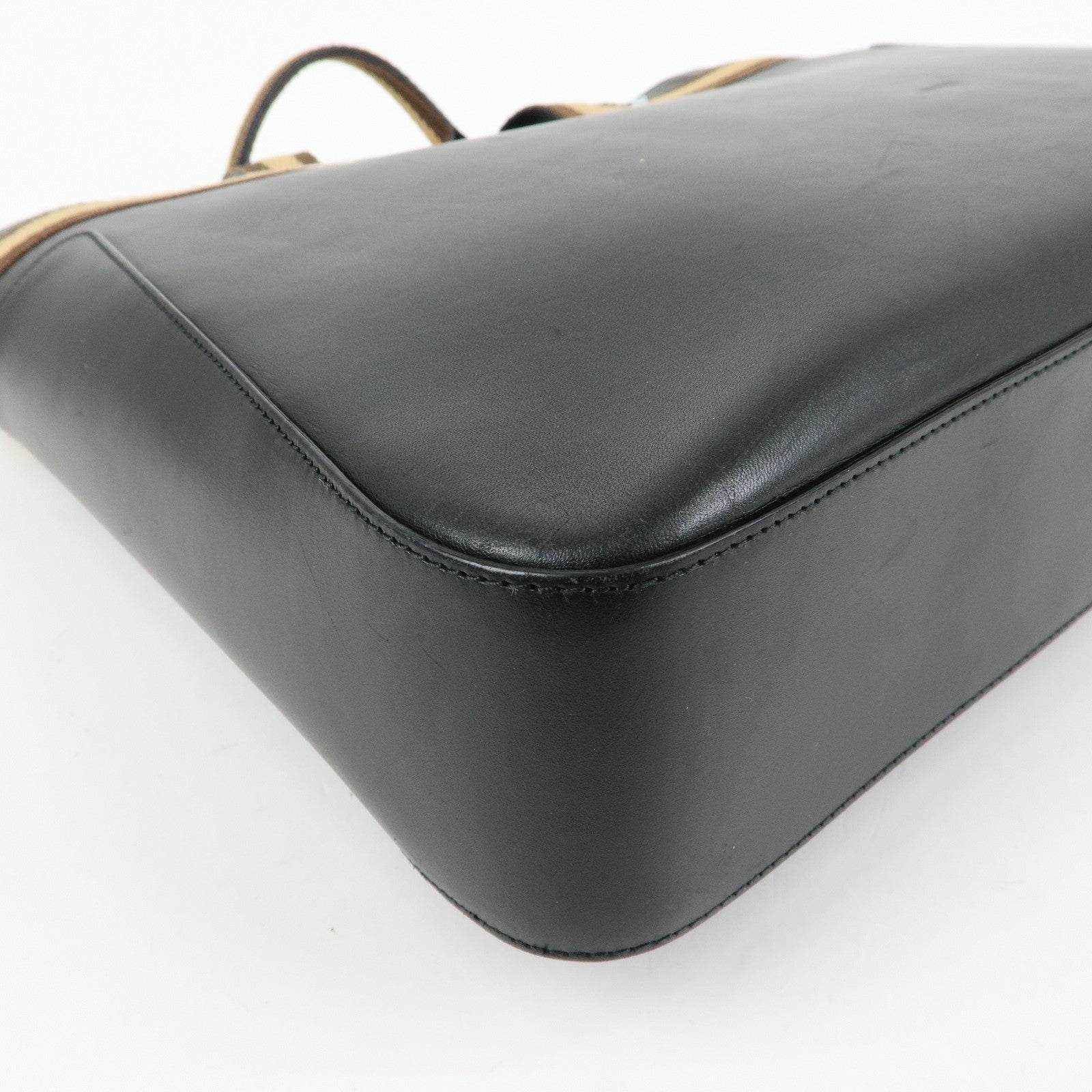 GUCCI Sherry Leather Tote Bag Hand Bag Black 002・1134