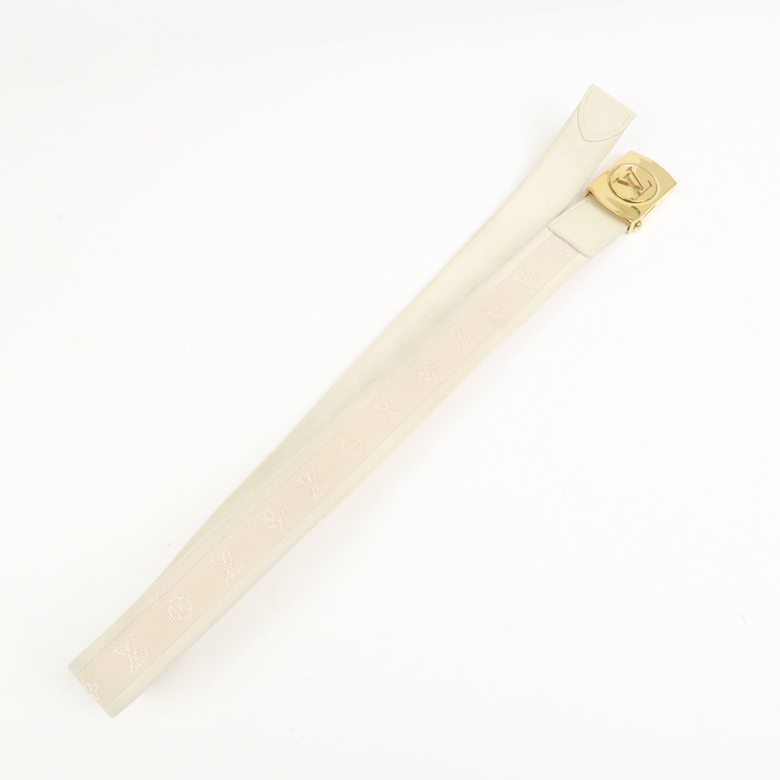 Louis Vuitton Ceinture Fortune Cotton Metal Belt Ivory M6973