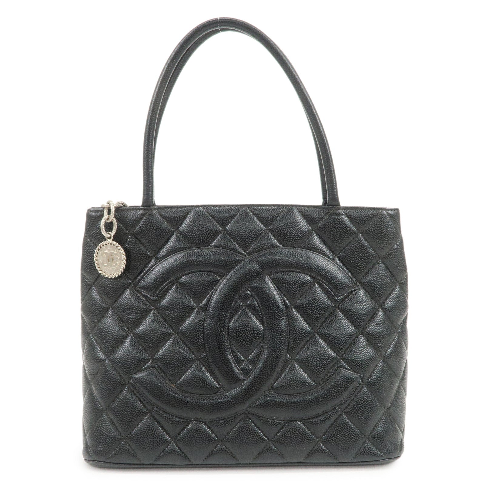 CHANEL Matelasse Caviarskin Medallion Tote Bag Hand Bag A01804