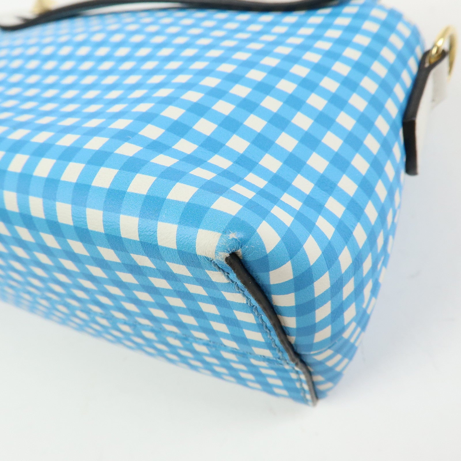 FENDI By The Way Leather 2Way Shoulder Bag Gingham Plaid 8BL145
