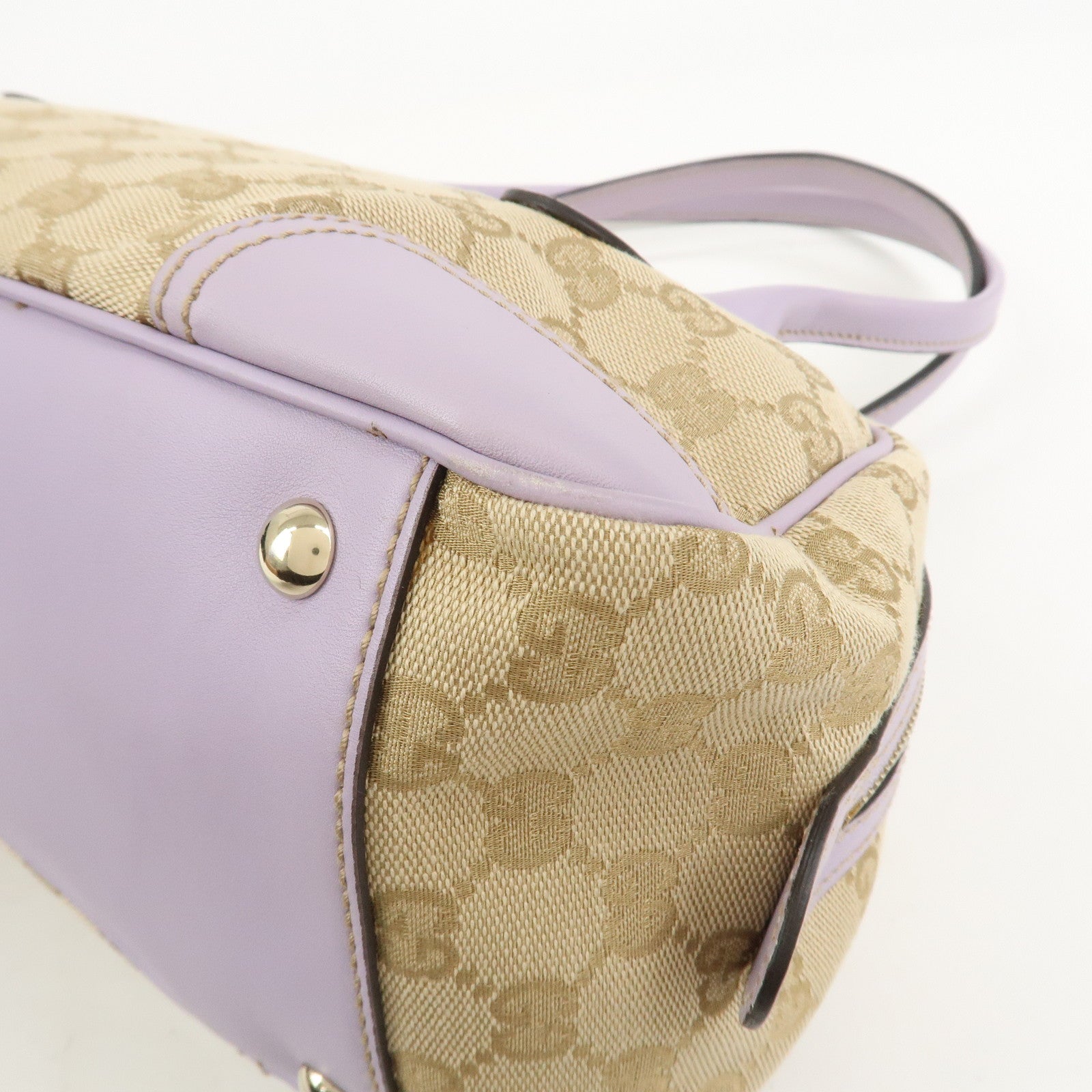 GUCCI Princy GG Canvas Leather Boston Bag Hand Bag Beige 161720