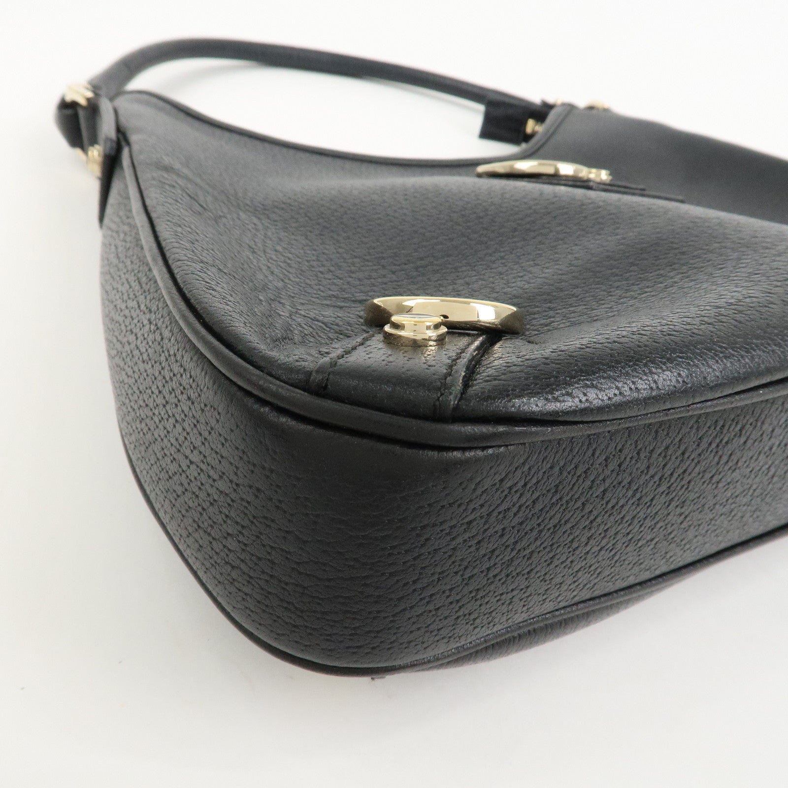 GUCCI Abbey GG Canvas Leather Shoulder Bag Black 130738