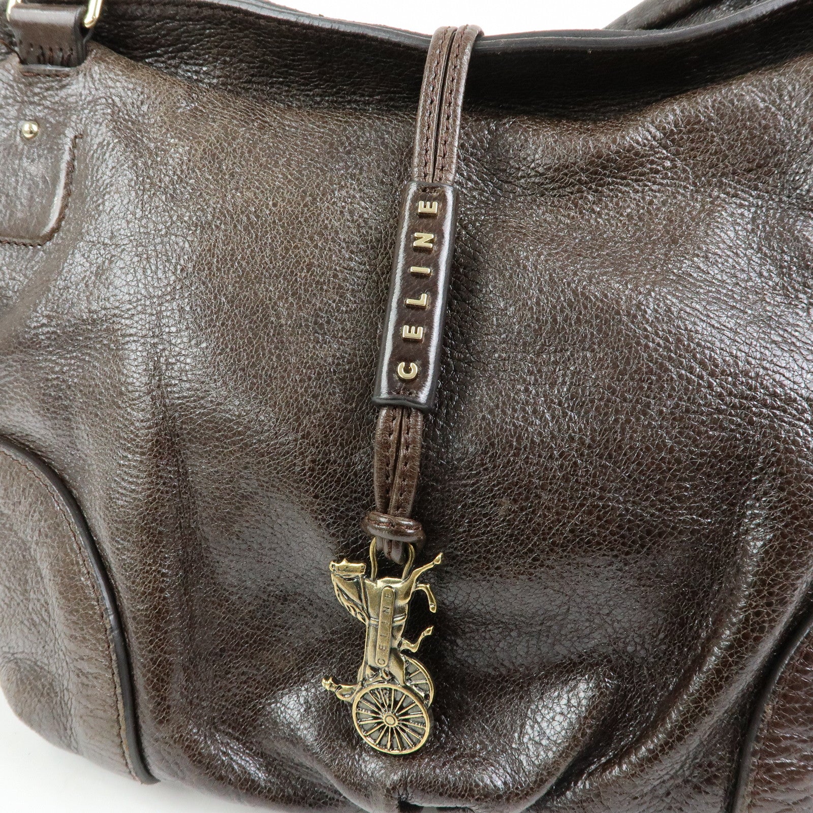 CELINE Bittersweet Leather Shoulder Bag Hand Bag Brown