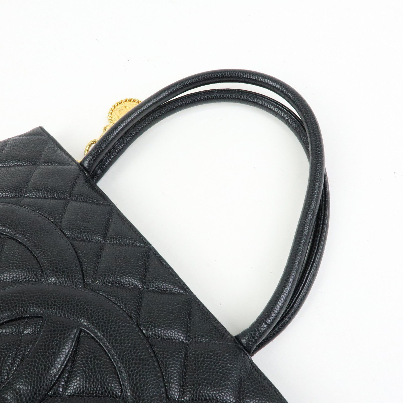 CHANEL Matelasse COCO Mark Medallion Tote Bag Hand Bag Black A01804