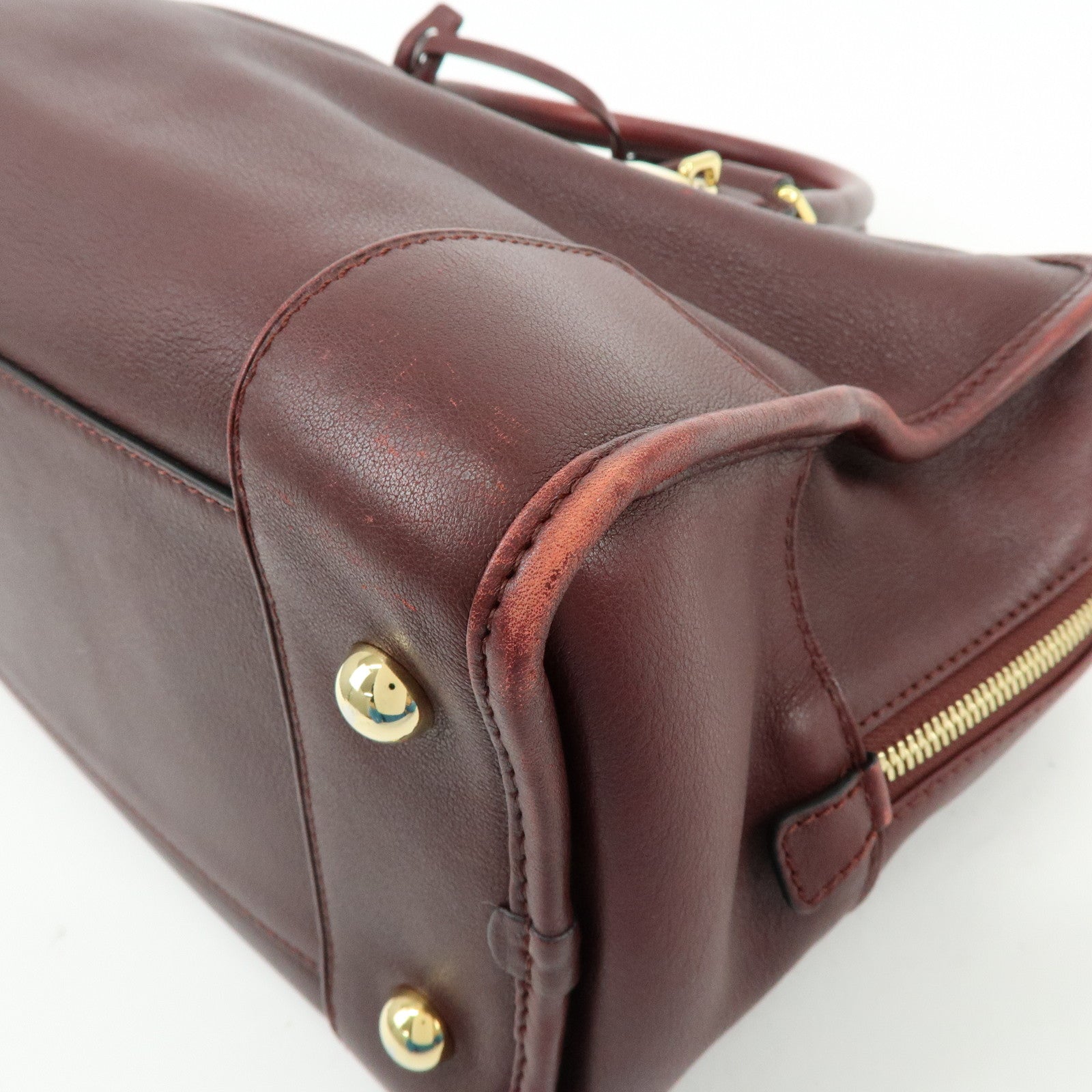 LOEWE Anagram Amazona 36 Calf Leather Hand Bag Boston Bag Wine Red