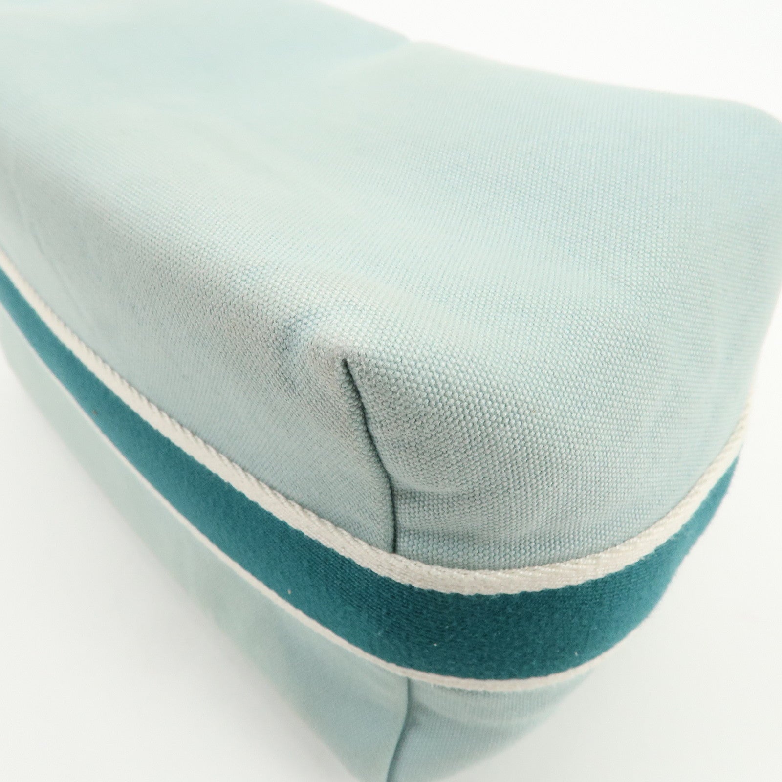 HERMES Bride A Brac GM Canvas Leather Hand Bag Pouch Light Blue