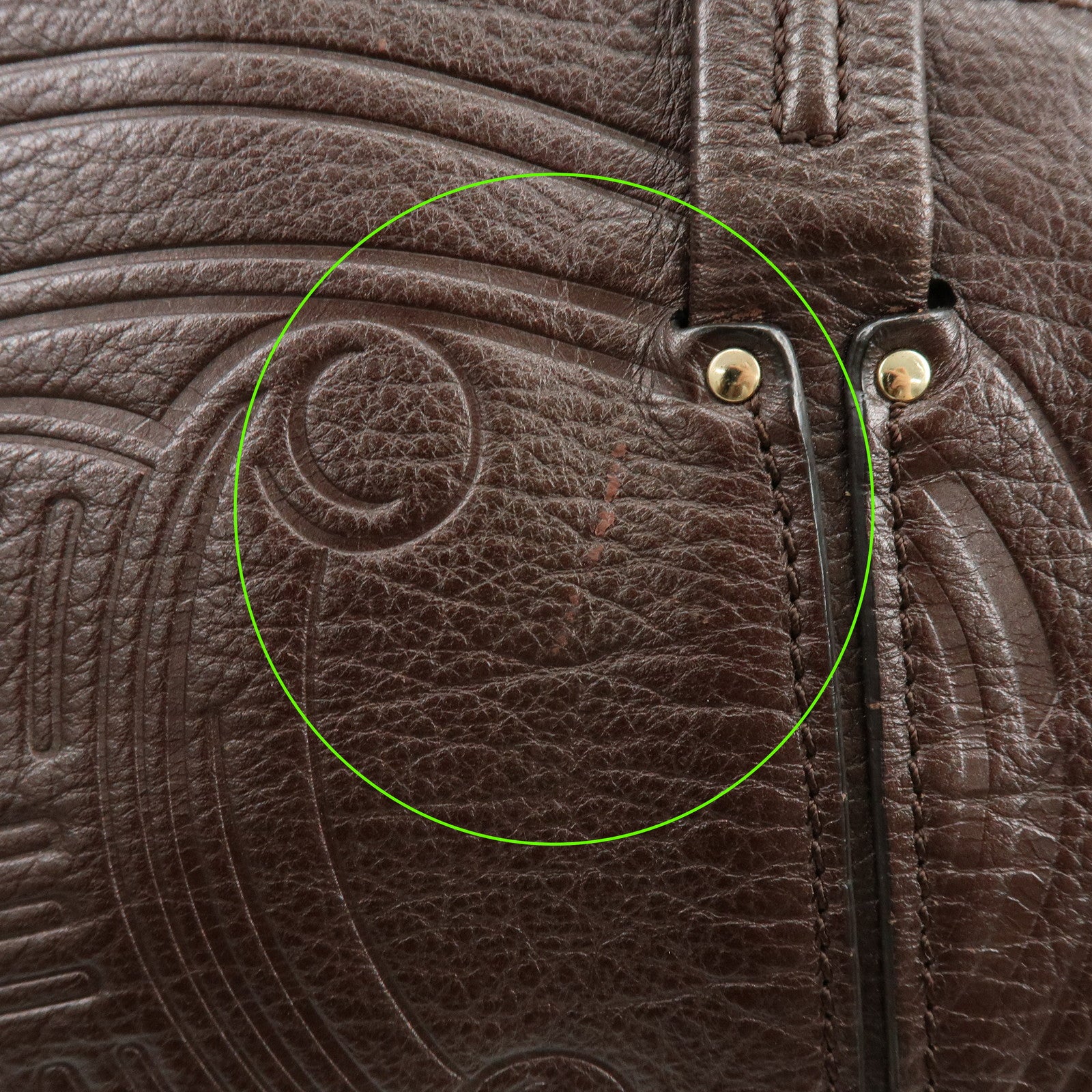 CELINE Macadam Leather Tote Bag Shoulder Bag Dark Brown